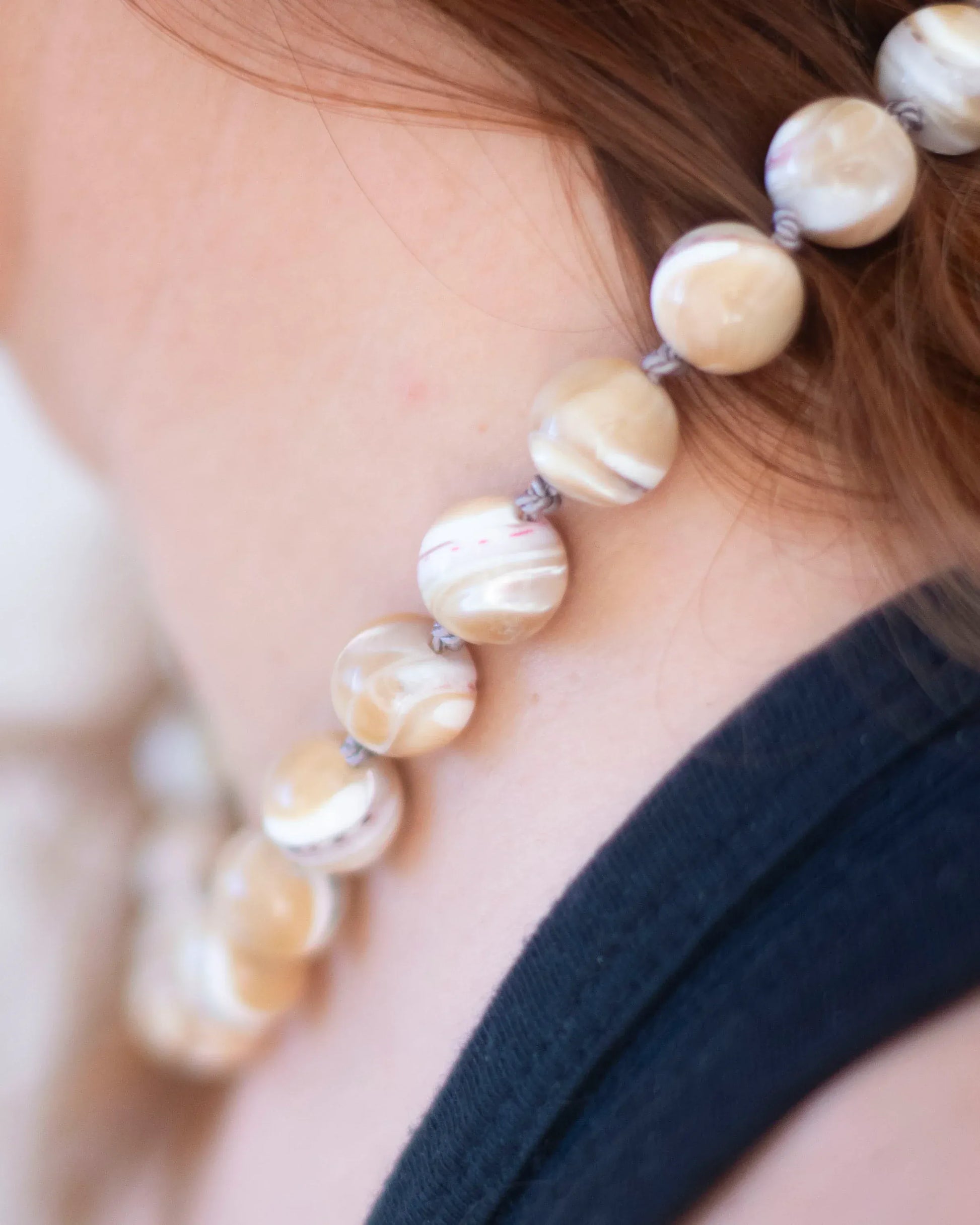 C -ET- C BEAT004 - Brown Mother of Pearl Beaded Necklace