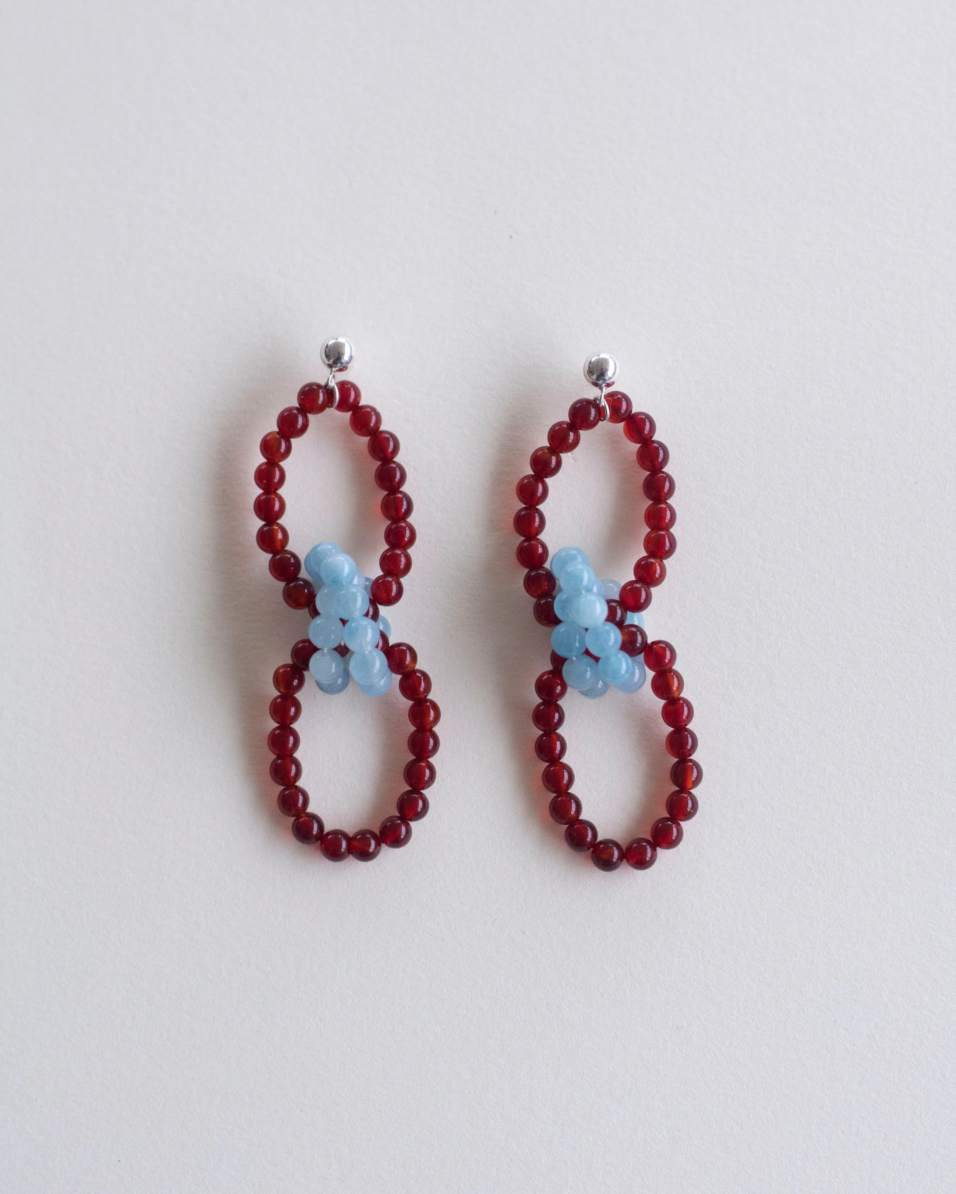 C -ET- C BOUND 002 - Carnelian / Aquamarine Beaded Earrings
