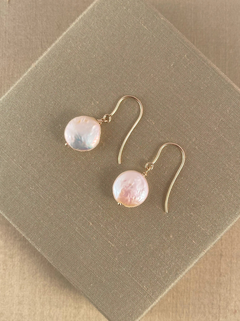 C -ET- C Coin Pearl Drop Earrings in Sterling Silver