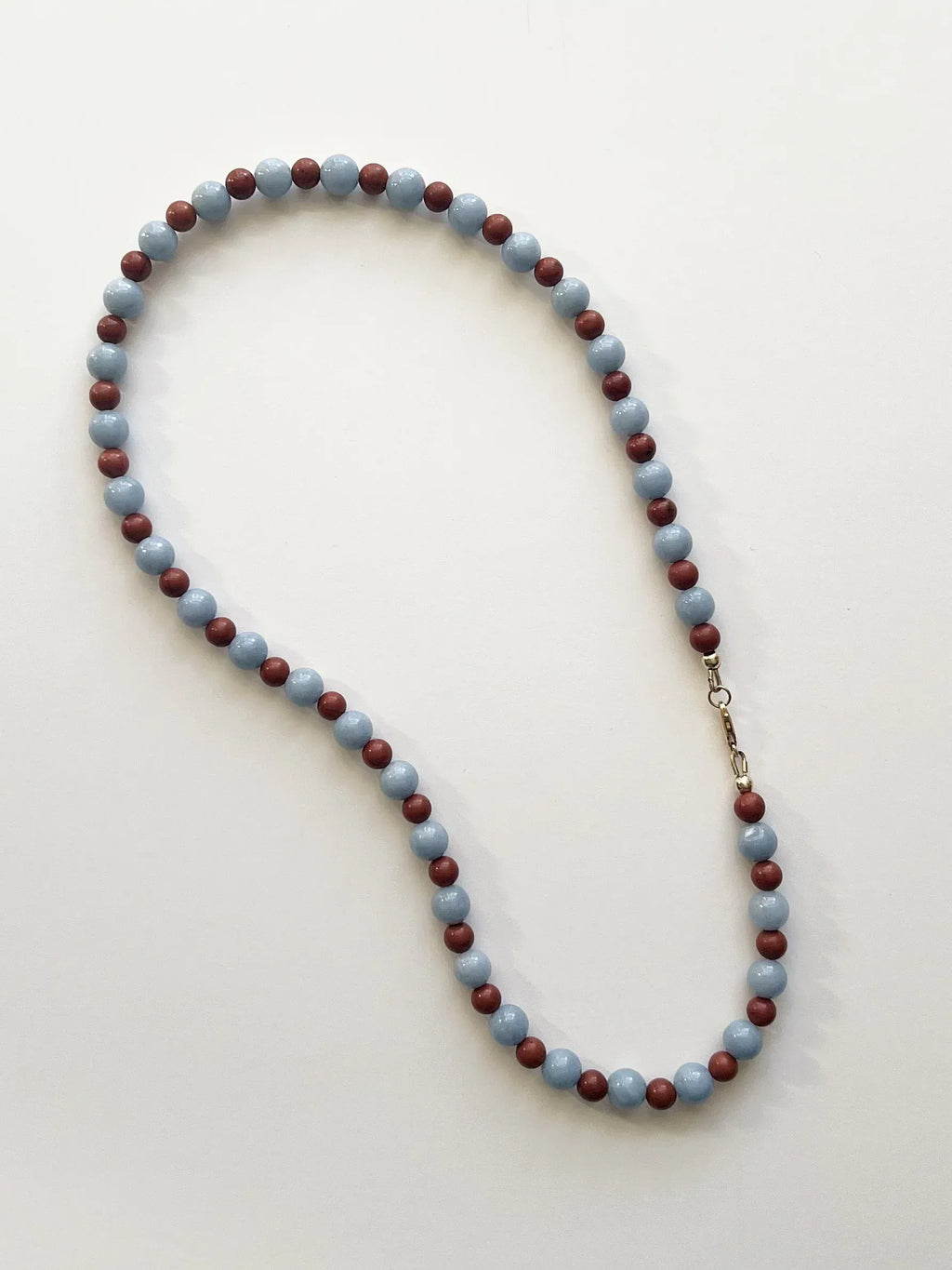 C -ET- C Delphi 002 - Blue Angelite & Red Jasper Beaded Necklace