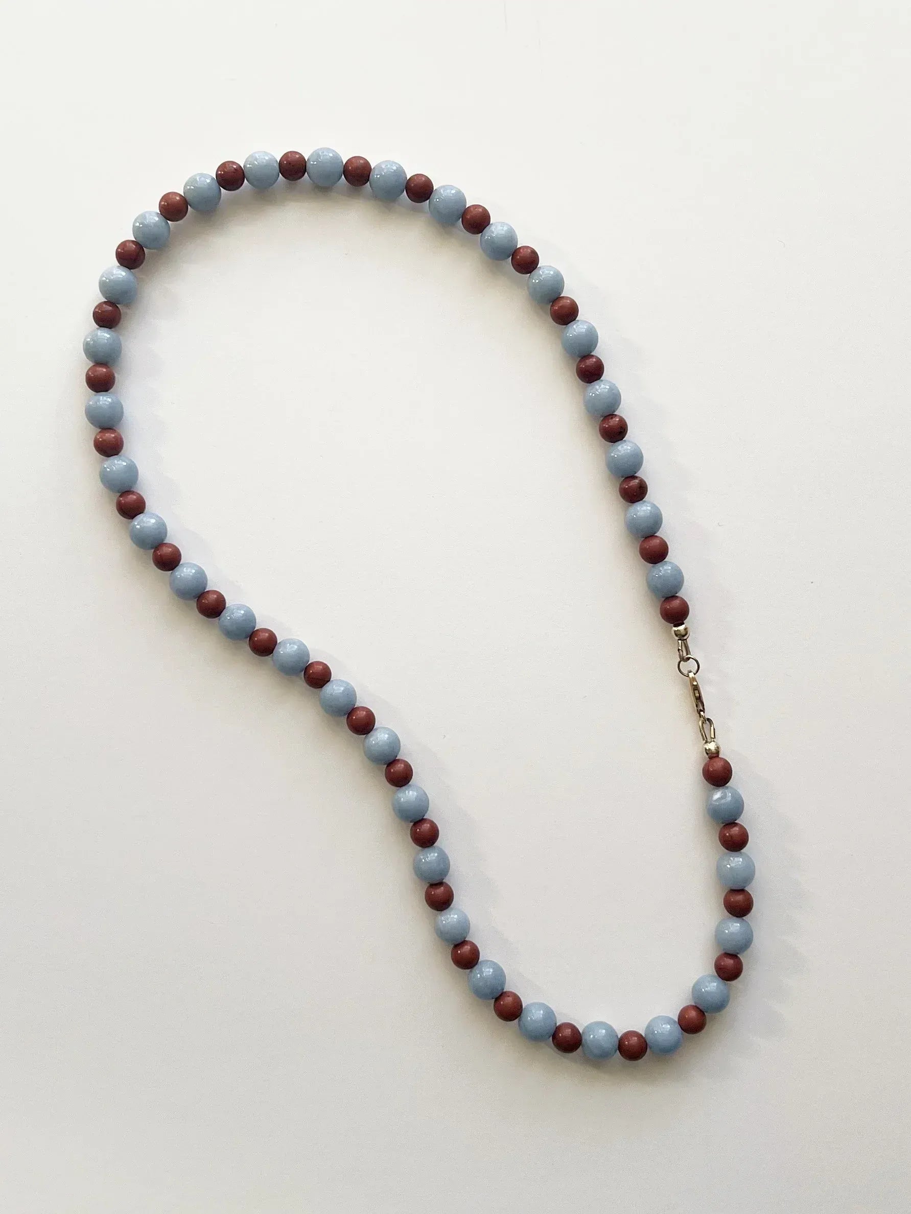 C -ET- C Delphi 002 - Blue Angelite & Red Jasper Beaded Necklace