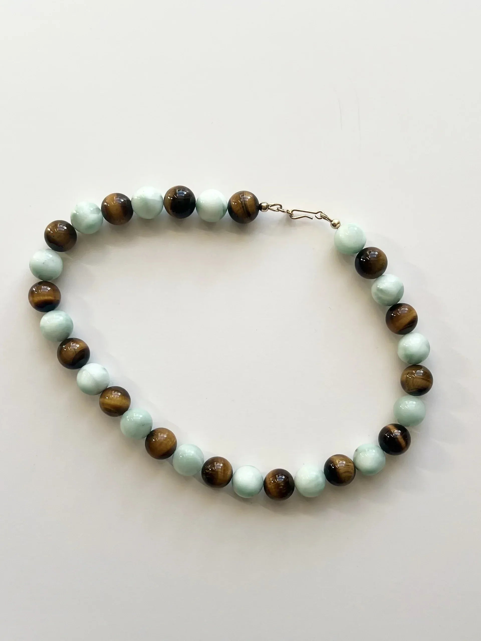 C -ET- C Delphi 004 - Angelite & Tiger Eye Beaded Necklace