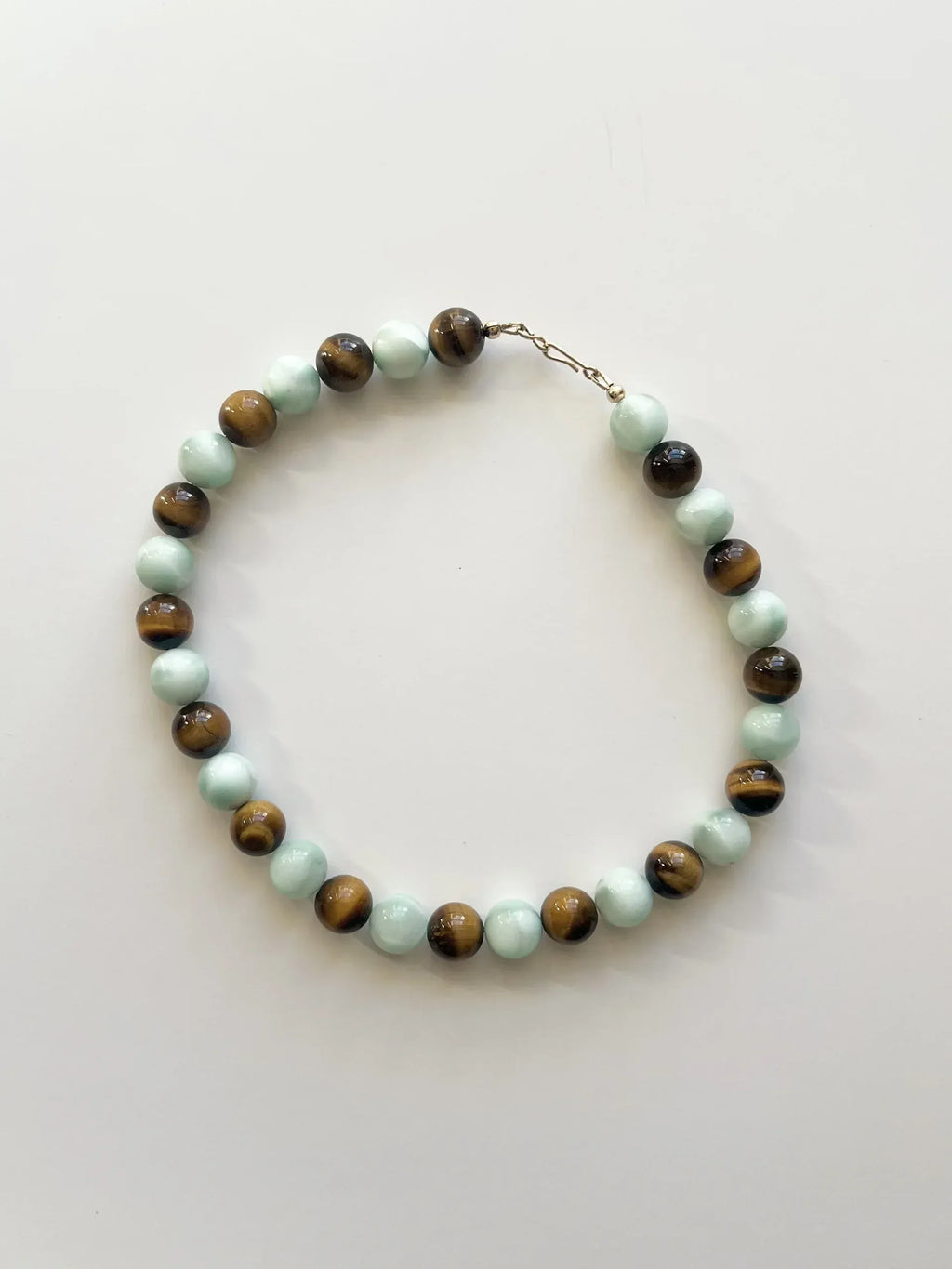 C -ET- C Delphi 004 - Angelite & Tiger Eye Beaded Necklace