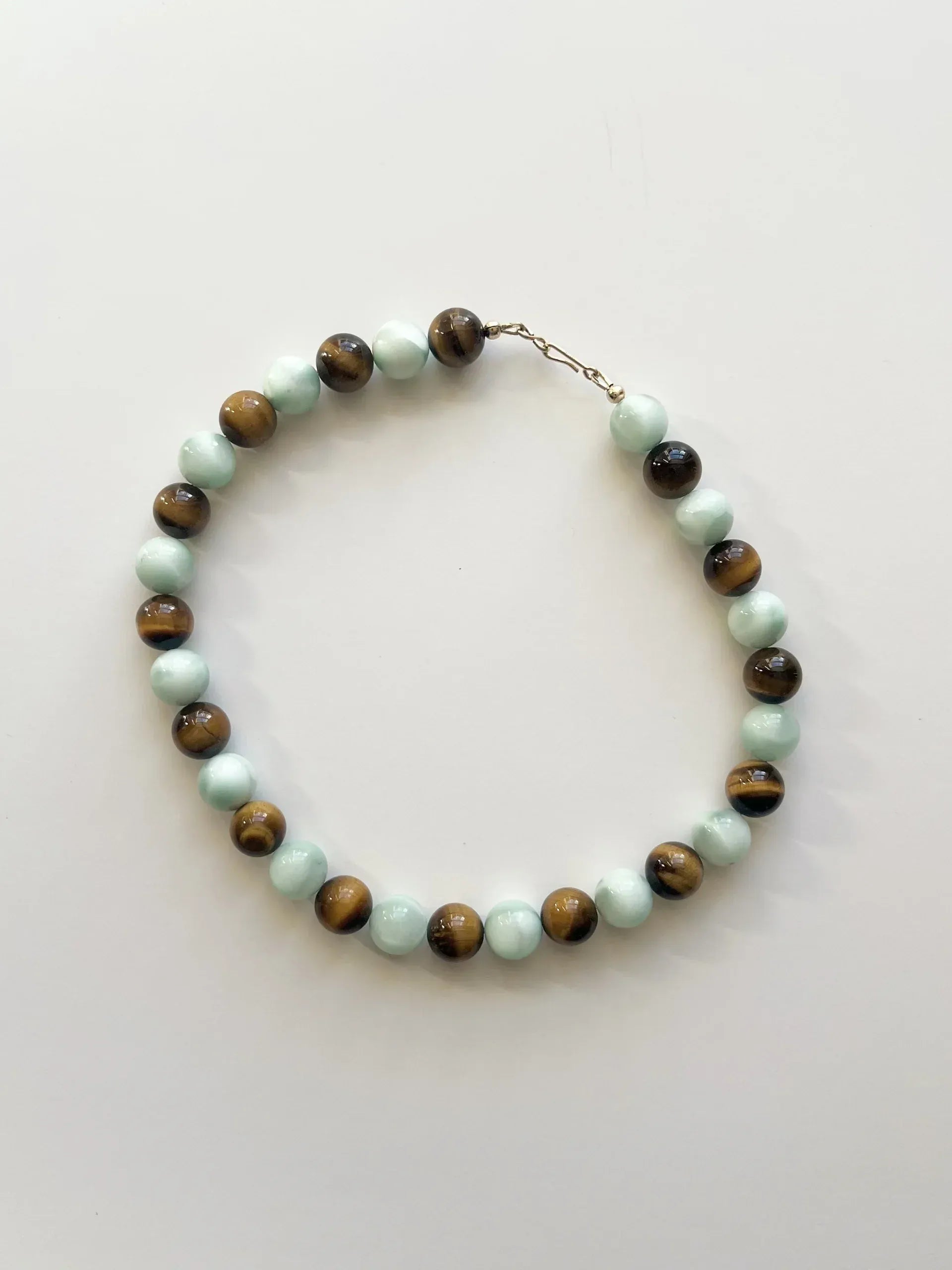 C -ET- C Delphi 004 - Angelite & Tiger Eye Beaded Necklace