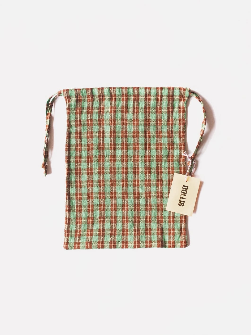 C -ET- C HANDBAG Green Check Drawstring Bag