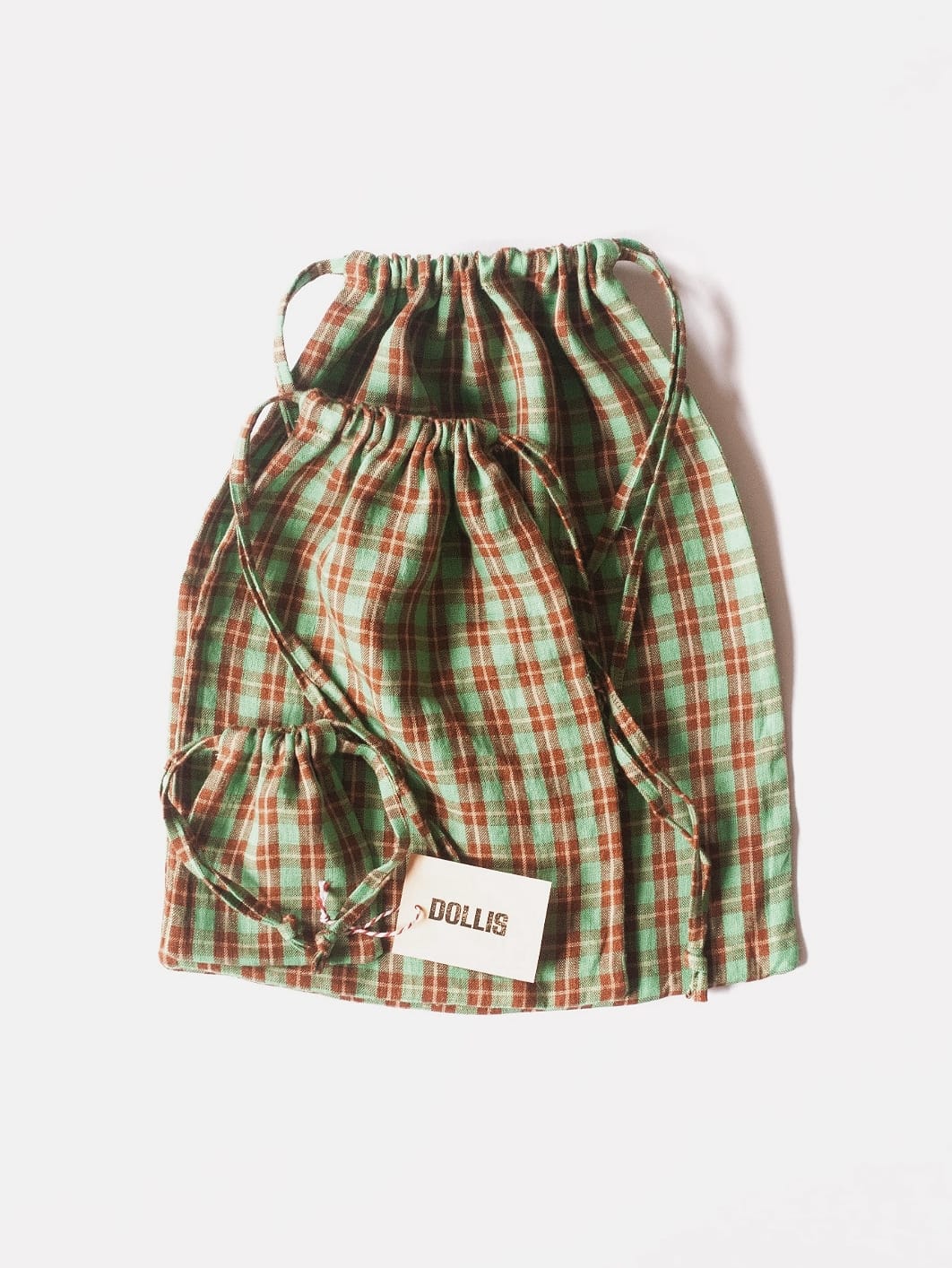 C -ET- C HANDBAG Green Check Drawstring Bag