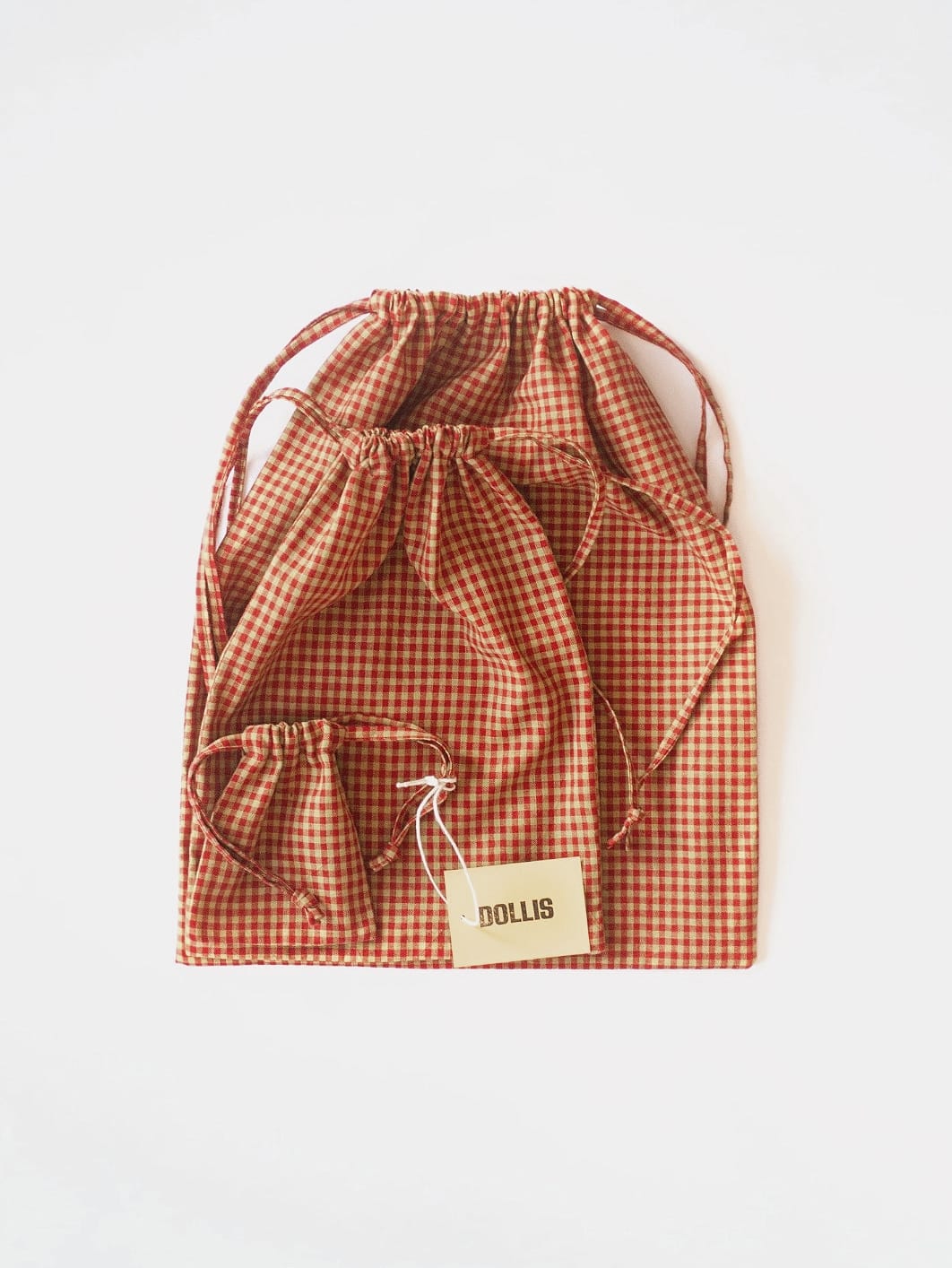 C -ET- C HANDBAG Red & Citrus Check Drawstring Bag
