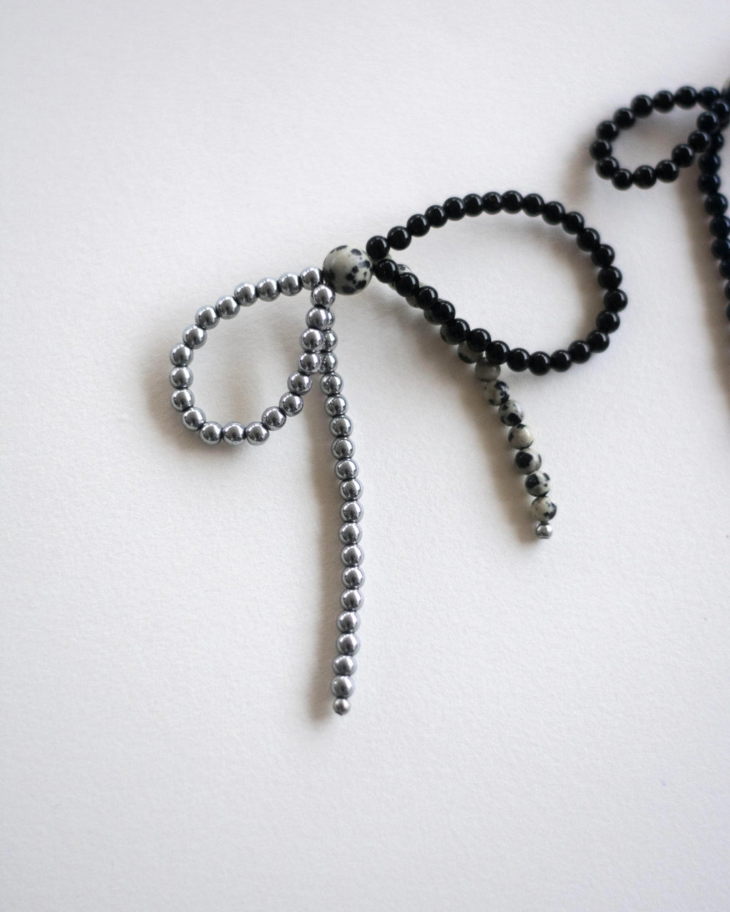 C -ET- C (K)NOT A BOW 001 - Onyx / Hematite / Dalmatian Jasper Beaded Earrings