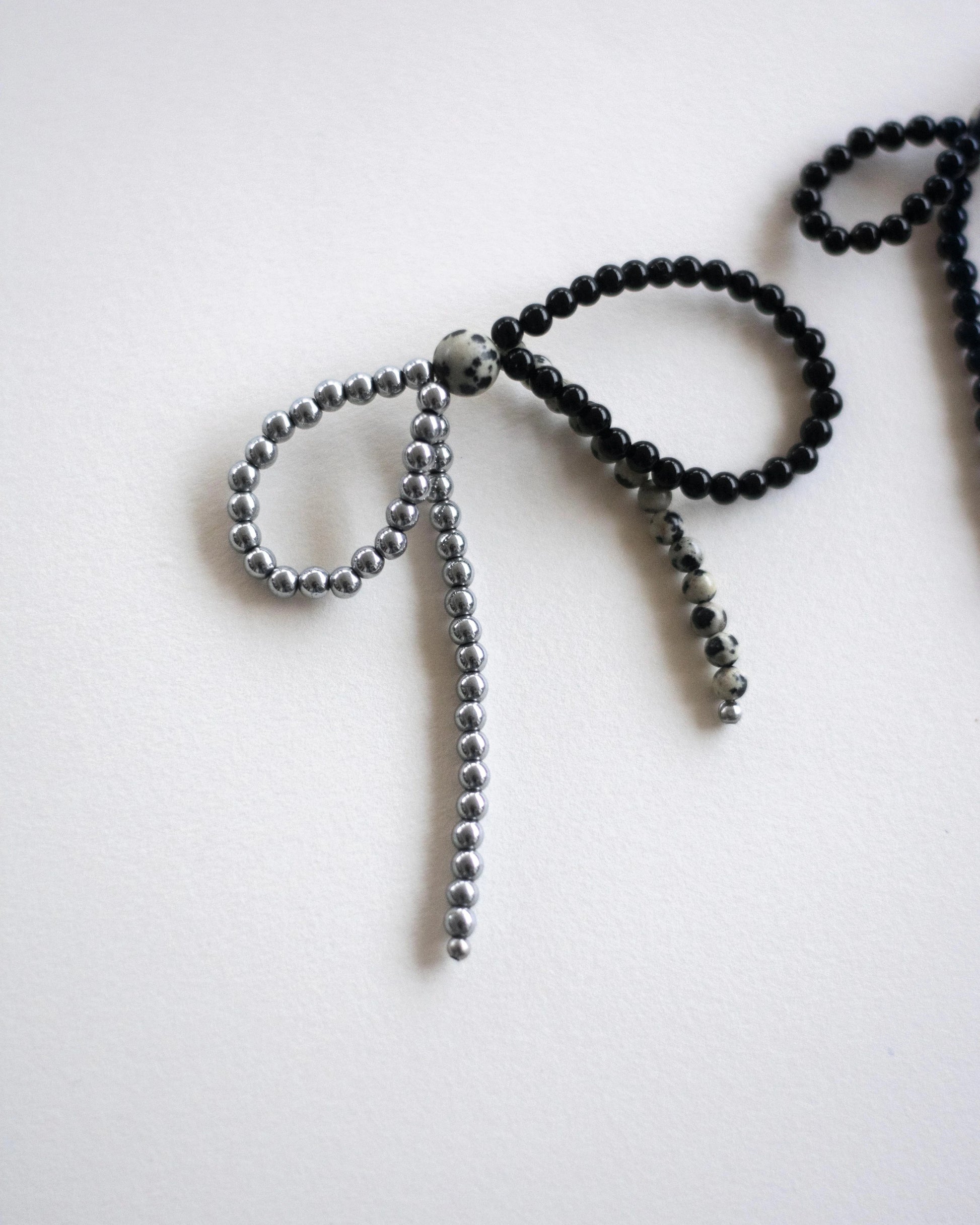 C -ET- C (K)NOT A BOW 001 - Onyx / Hematite / Dalmatian Jasper Beaded Earrings