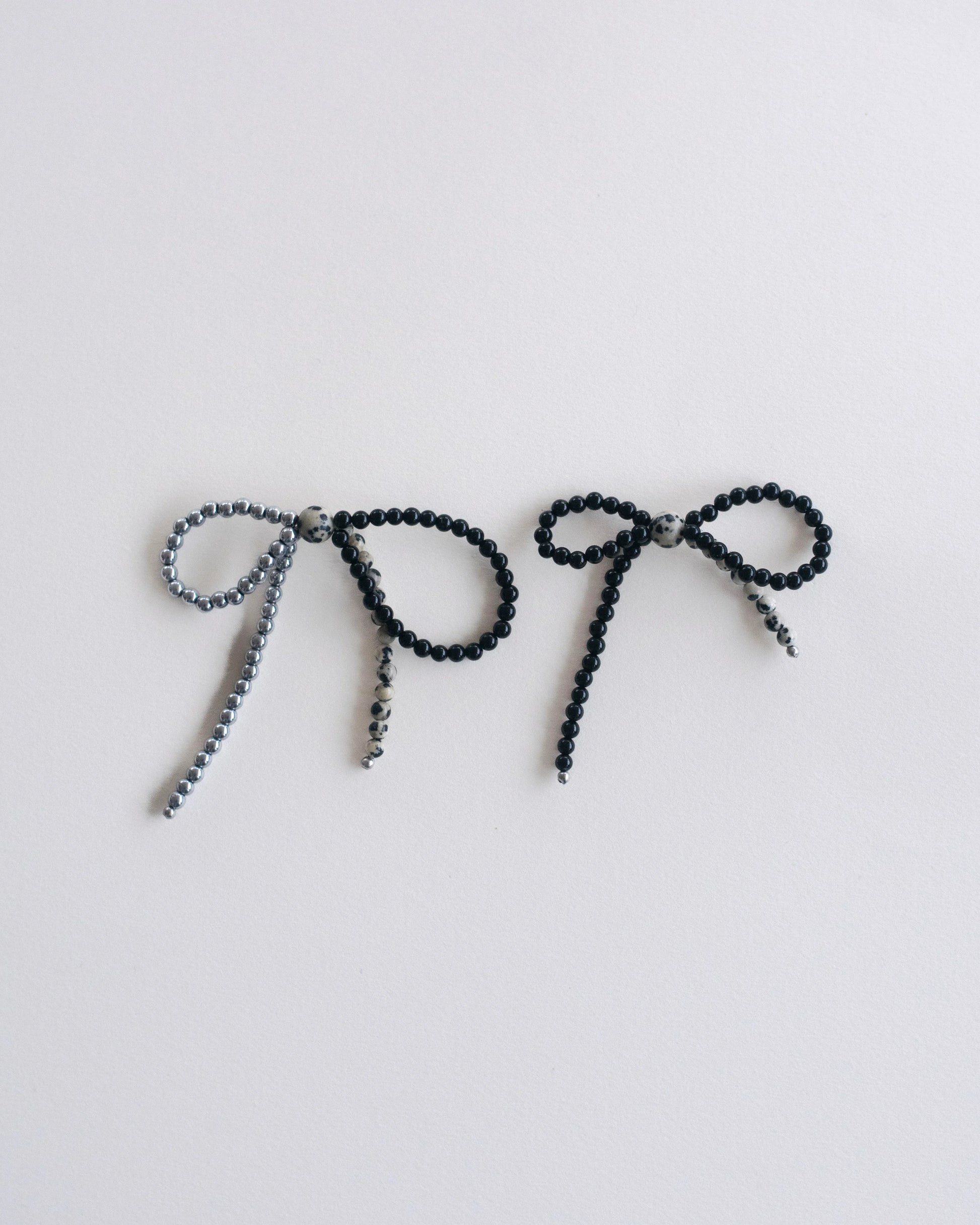 C -ET- C (K)NOT A BOW 001 - Onyx / Hematite / Dalmatian Jasper Beaded Earrings
