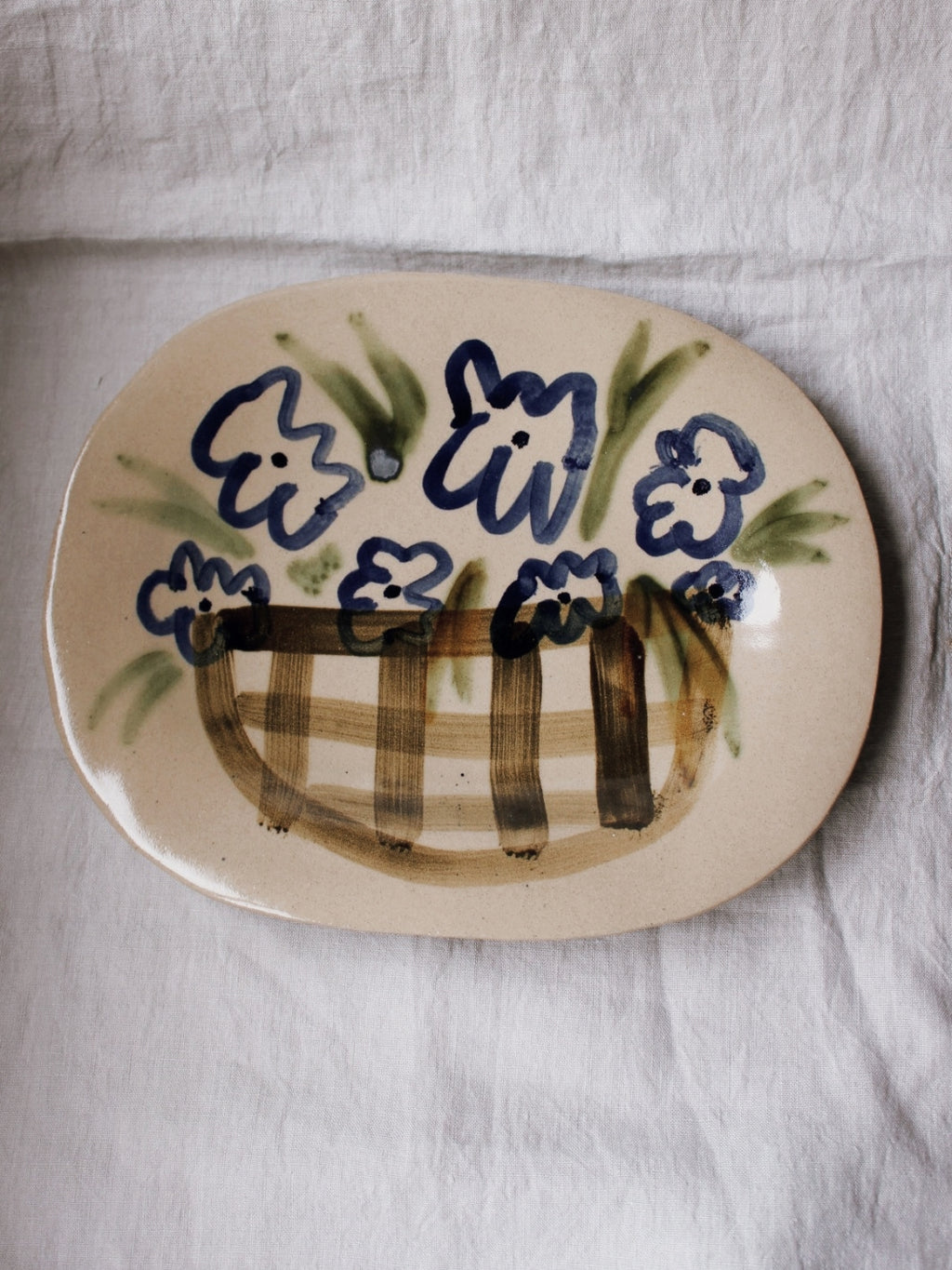 C -ET- C Large flower basket platter