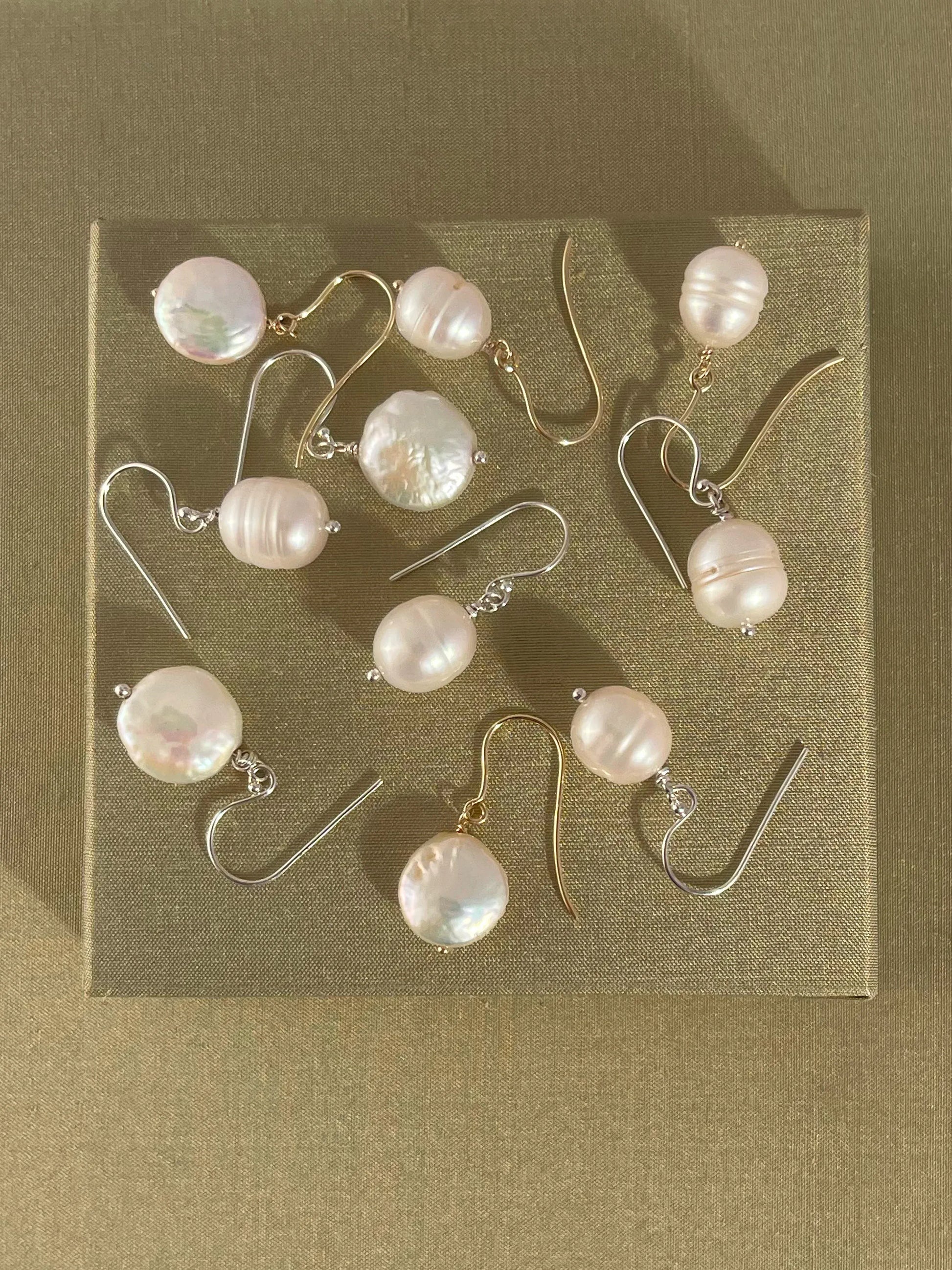 C -ET- C Ringed Pearl Drop Earrings in Sterling Silver