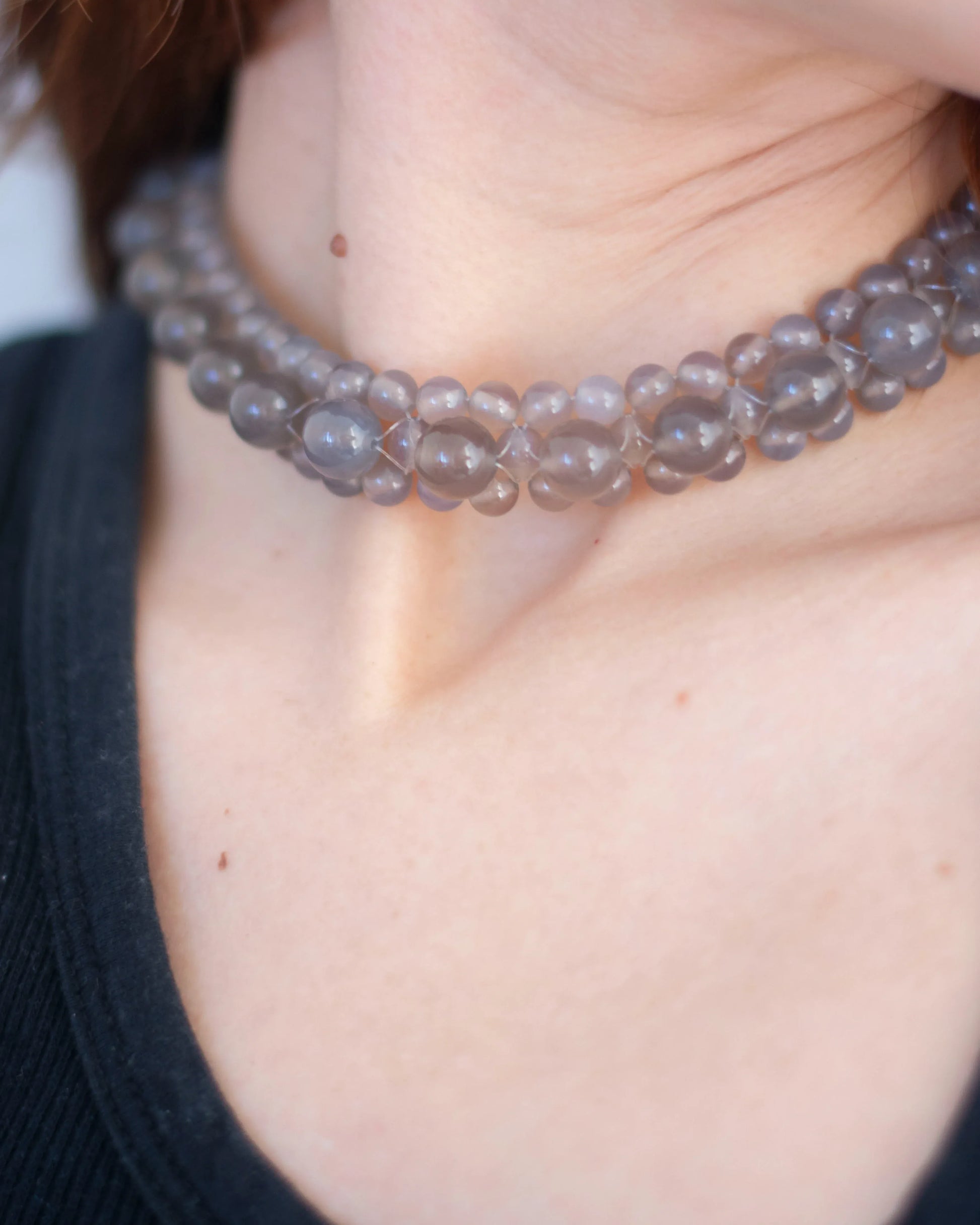 C -ET- C STRUNG D004 - Grey Agate Necklace
