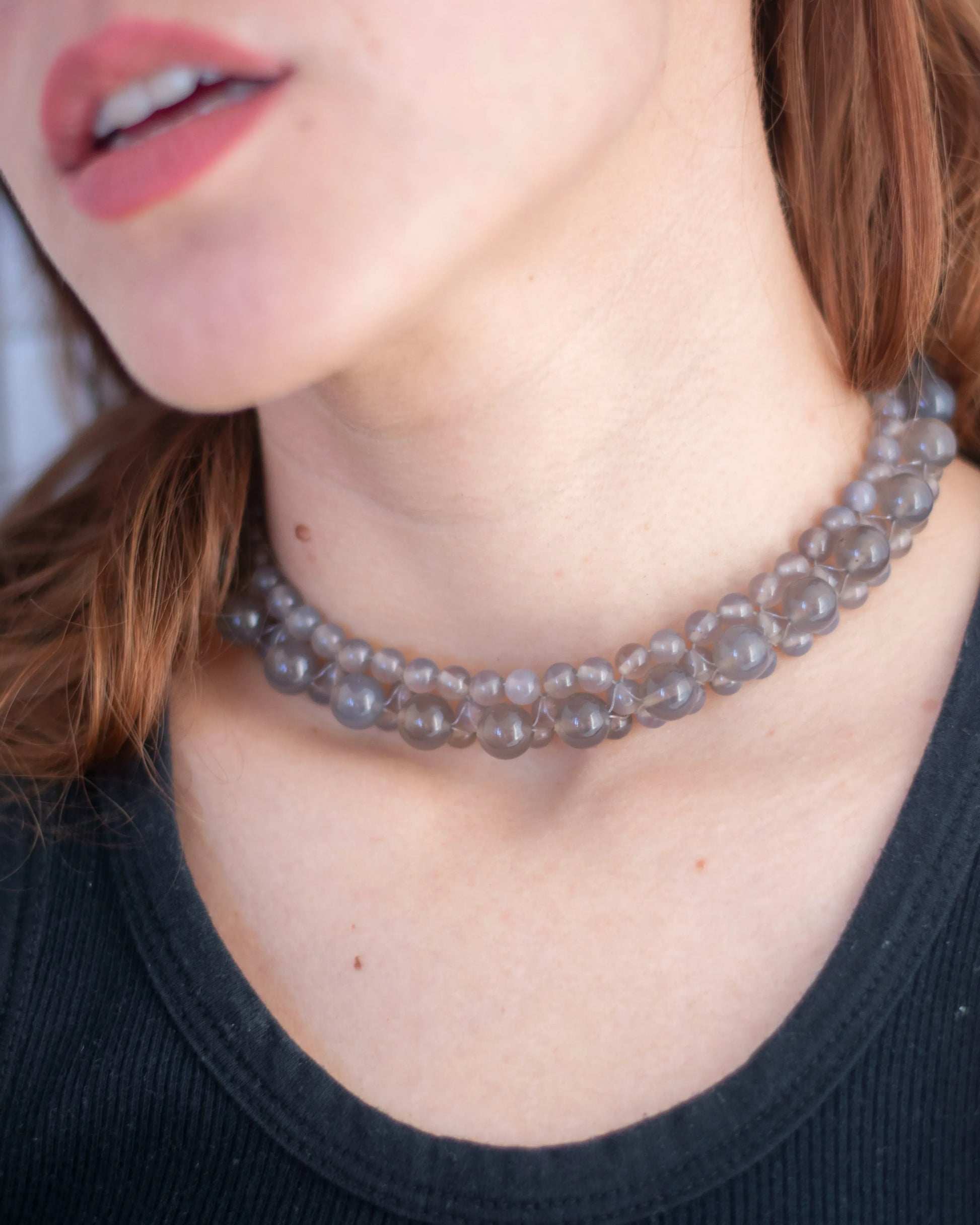 C -ET- C STRUNG D004 - Grey Agate Necklace