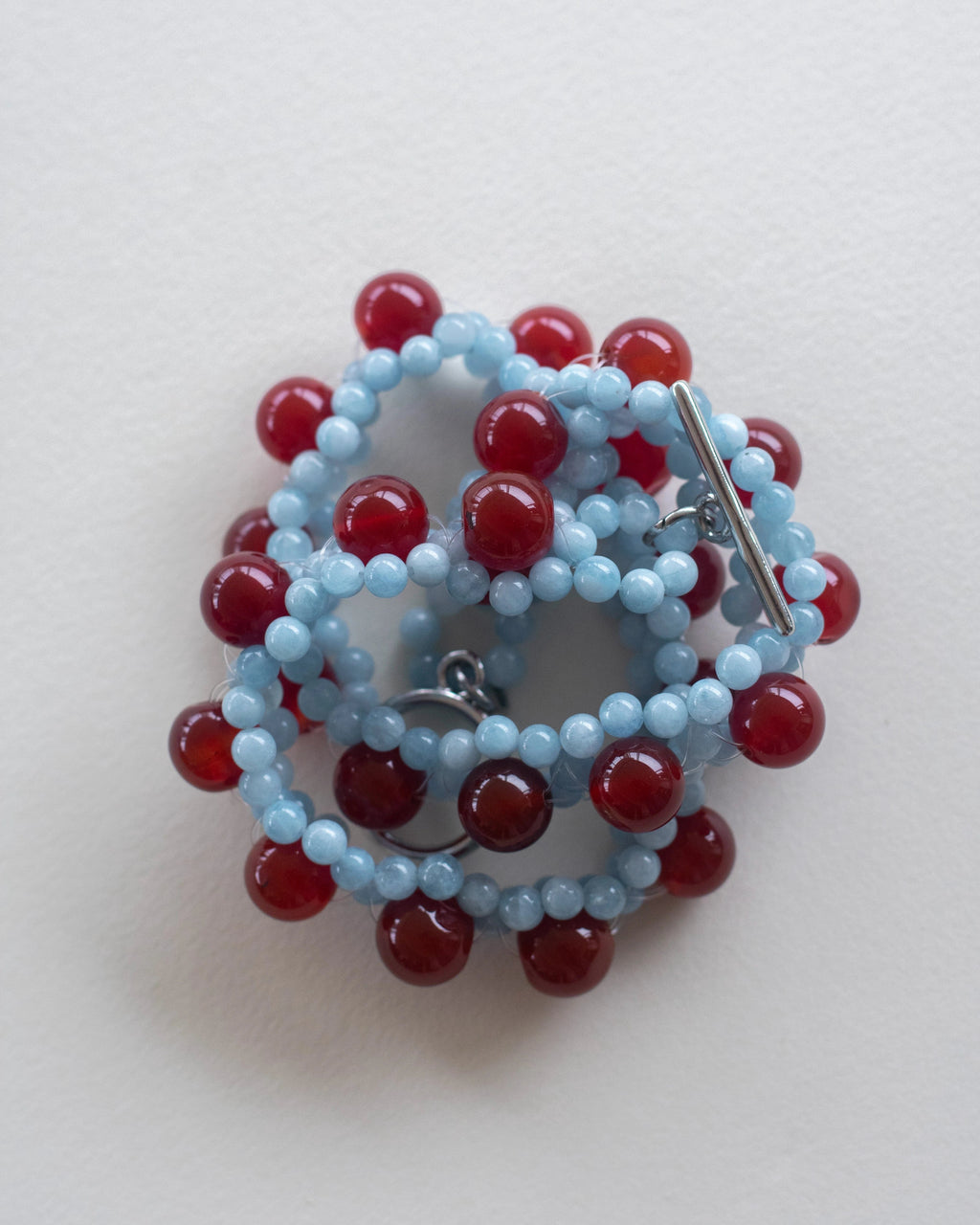 C -ET- C STRUNG D007 MINI - Carnelian / Aquamarine Necklace
