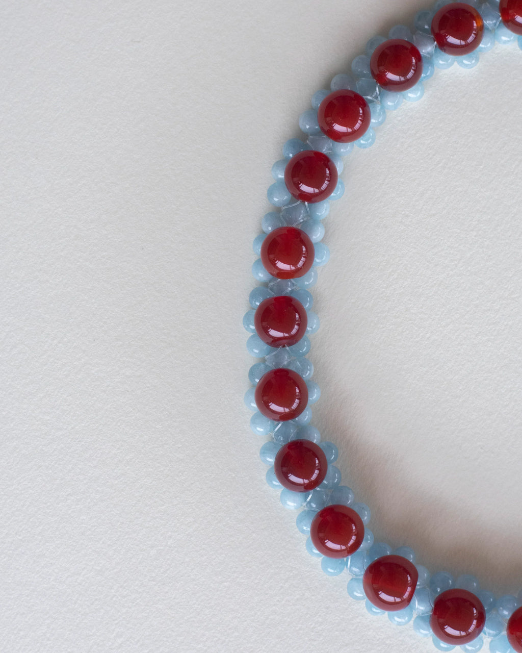 C -ET- C STRUNG D007 MINI - Carnelian / Aquamarine Necklace