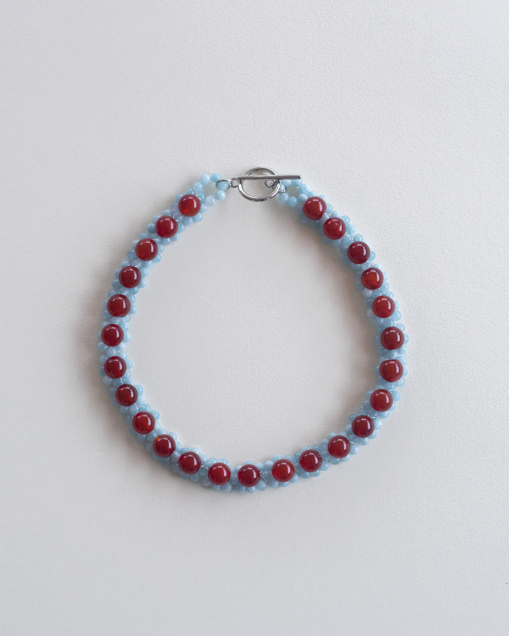 C -ET- C STRUNG D007 MINI - Carnelian / Aquamarine Necklace