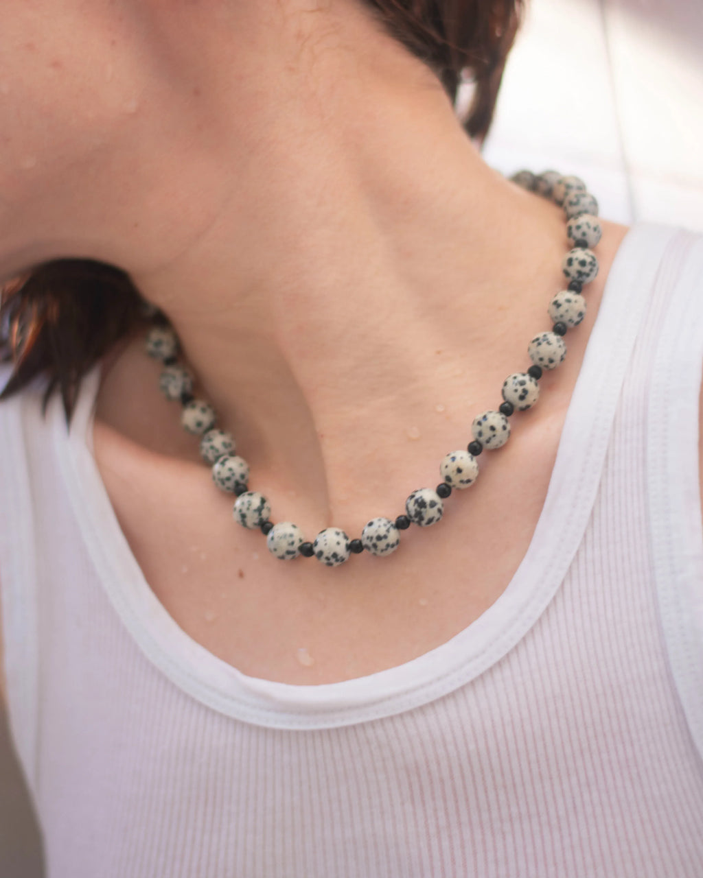 C -ET- C TERRA001 - Dalmatian Jasper / Onyx Necklace