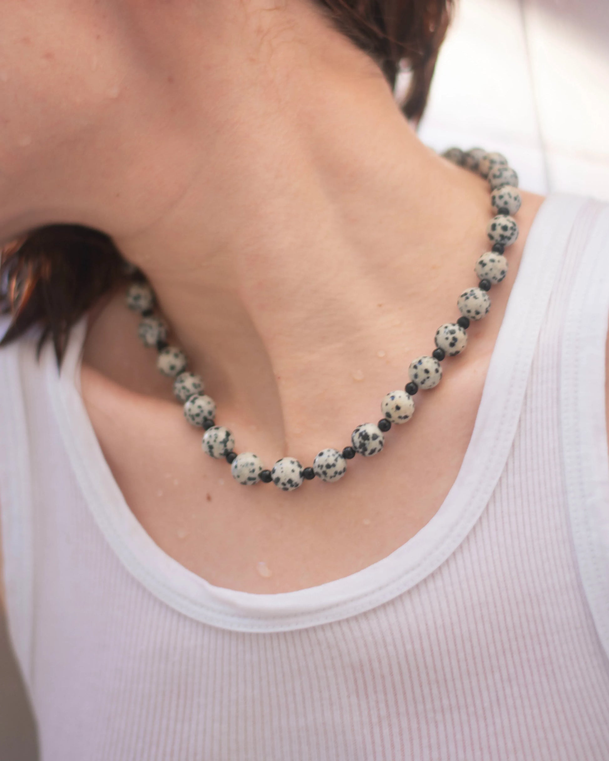 C -ET- C TERRA001 - Dalmatian Jasper / Onyx Necklace
