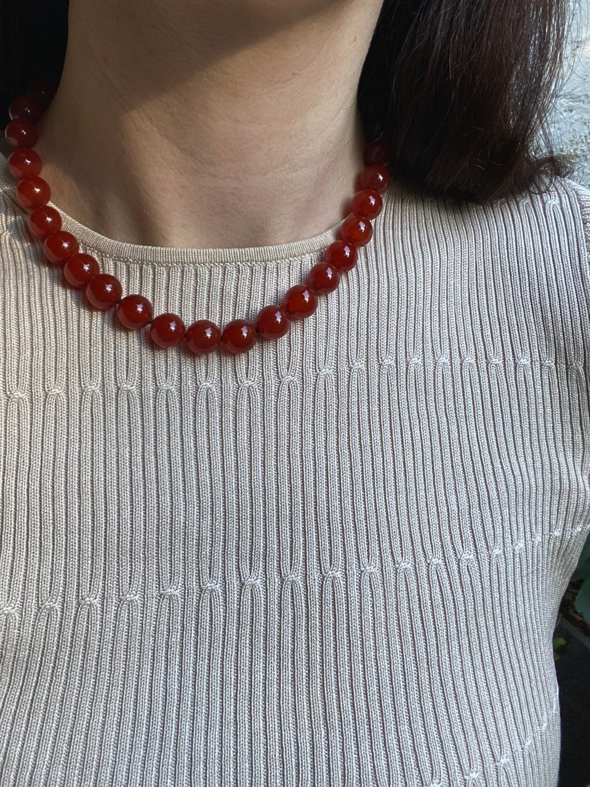COUPER -ET- COUDRE Necklace Ladybug - Jasper Hand-Knotted Necklace