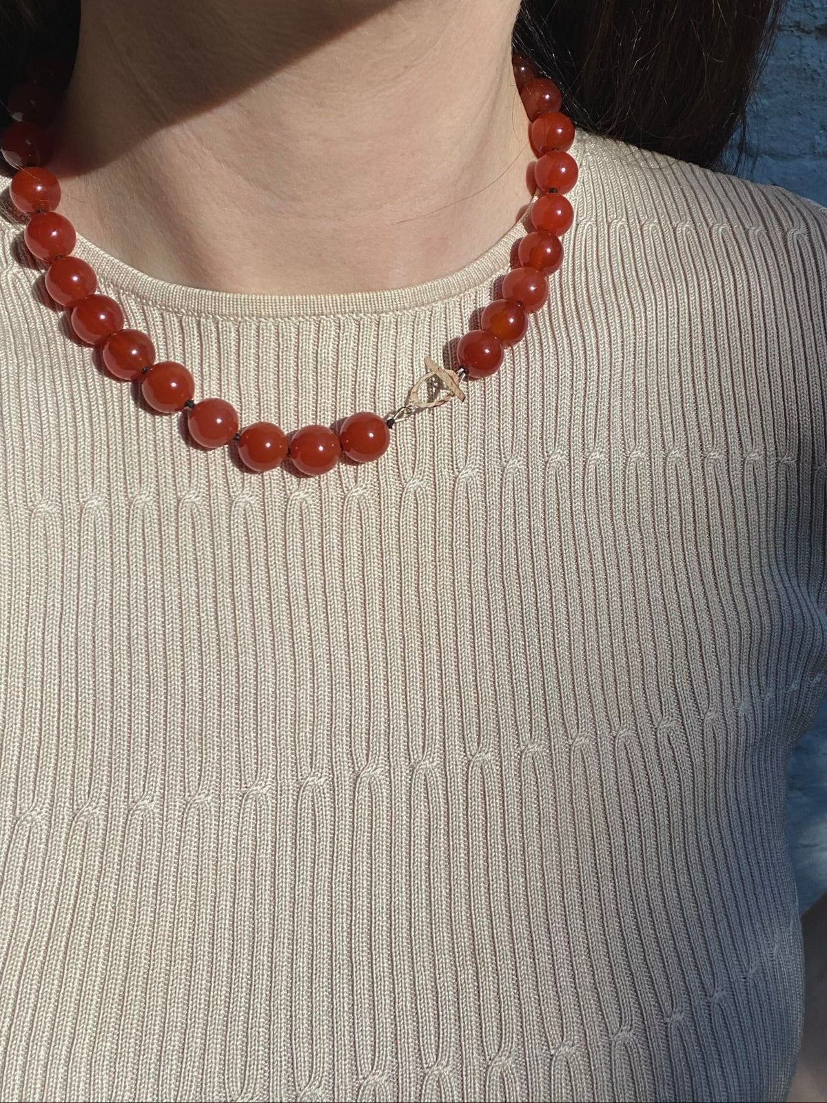 COUPER -ET- COUDRE Necklace Ladybug - Jasper Hand-Knotted Necklace