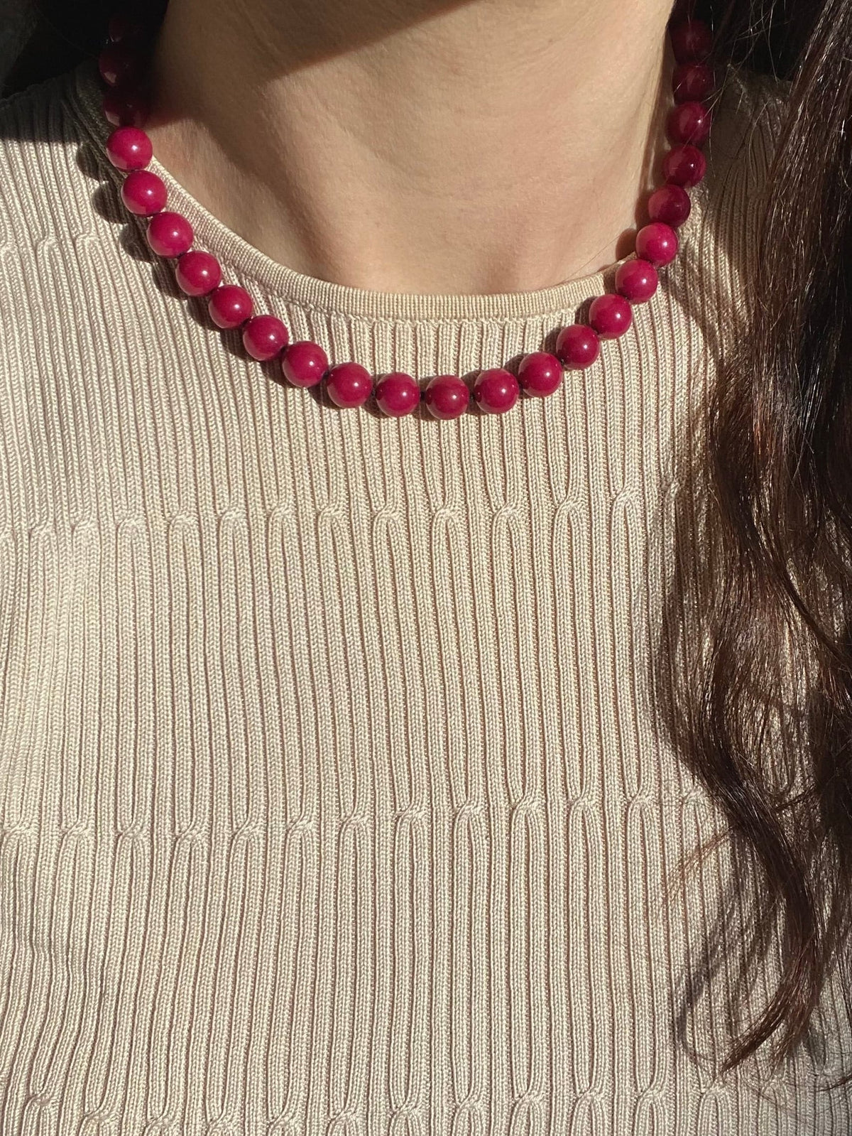 COUPER -ET- COUDRE Necklace Leila - Pink Jasper Hand-Strung Necklace