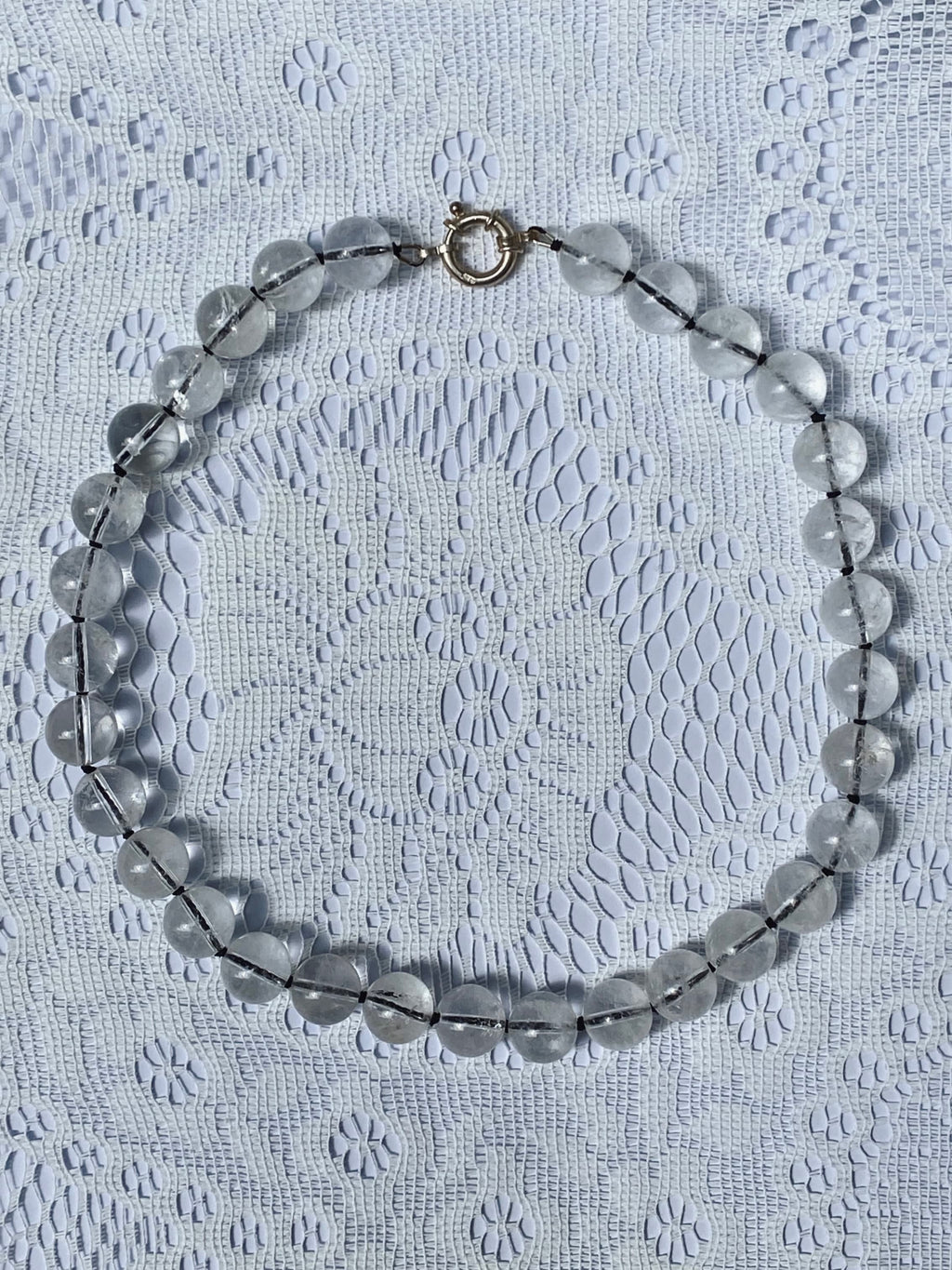 COUPER -ET- COUDRE Necklace Omen #2 - Crackle Quartz + Black Silk Necklace