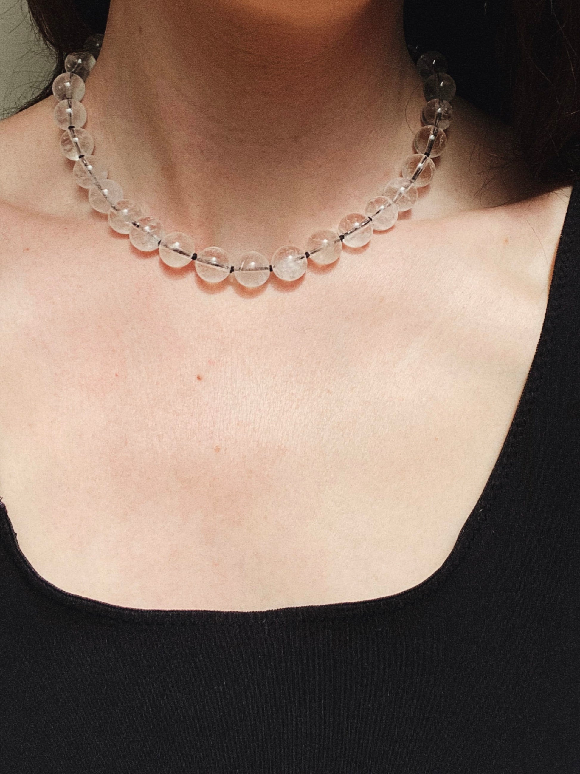 COUPER -ET- COUDRE Necklace Omen #2 - Crackle Quartz + Black Silk Necklace
