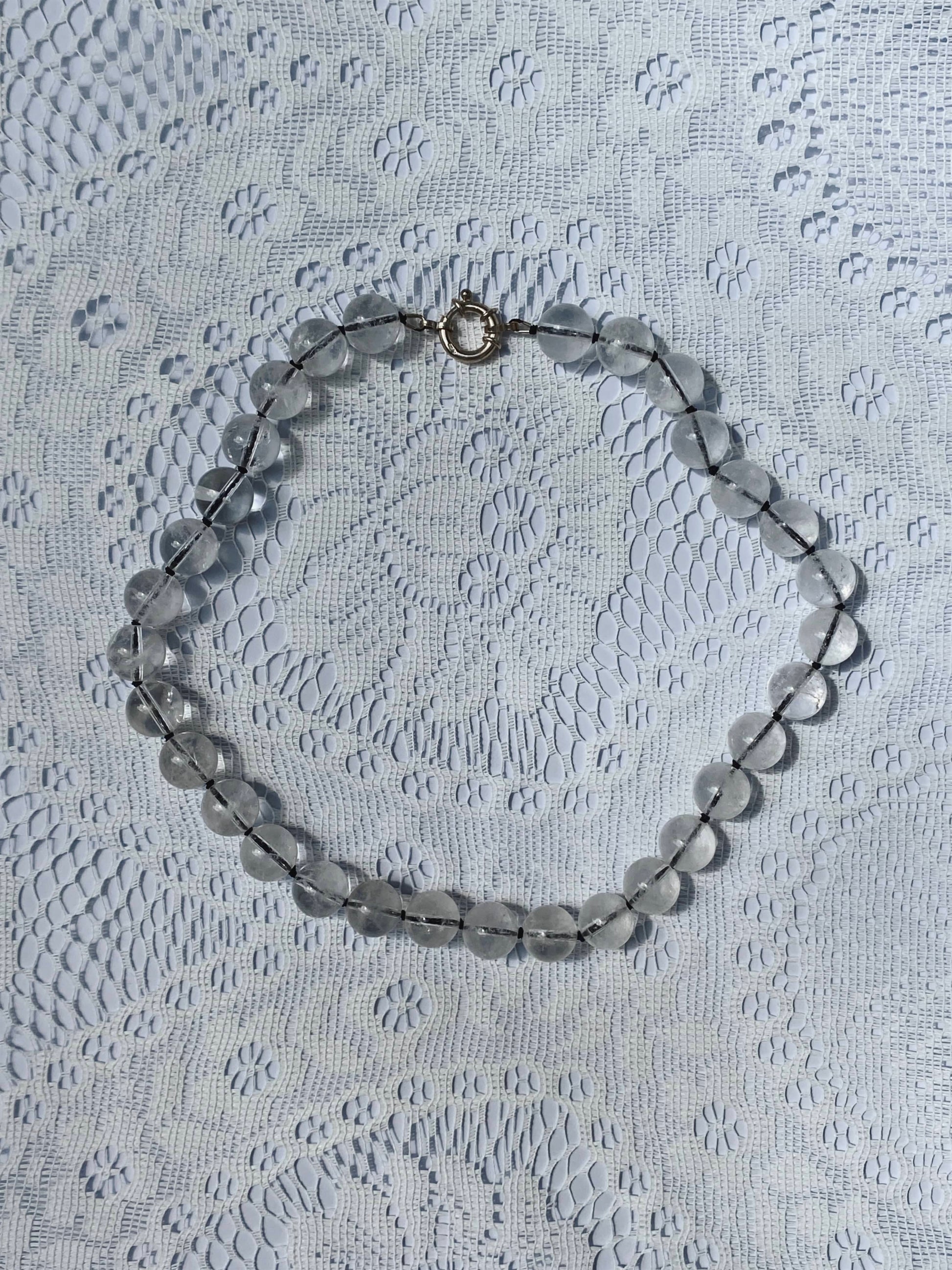 COUPER -ET- COUDRE Necklace Omen #2 - Crackle Quartz + Black Silk Necklace