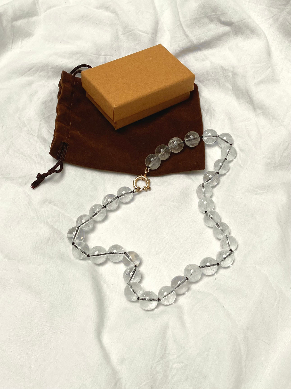 COUPER -ET- COUDRE Necklace Omen #2 - Crackle Quartz + Black Silk Necklace