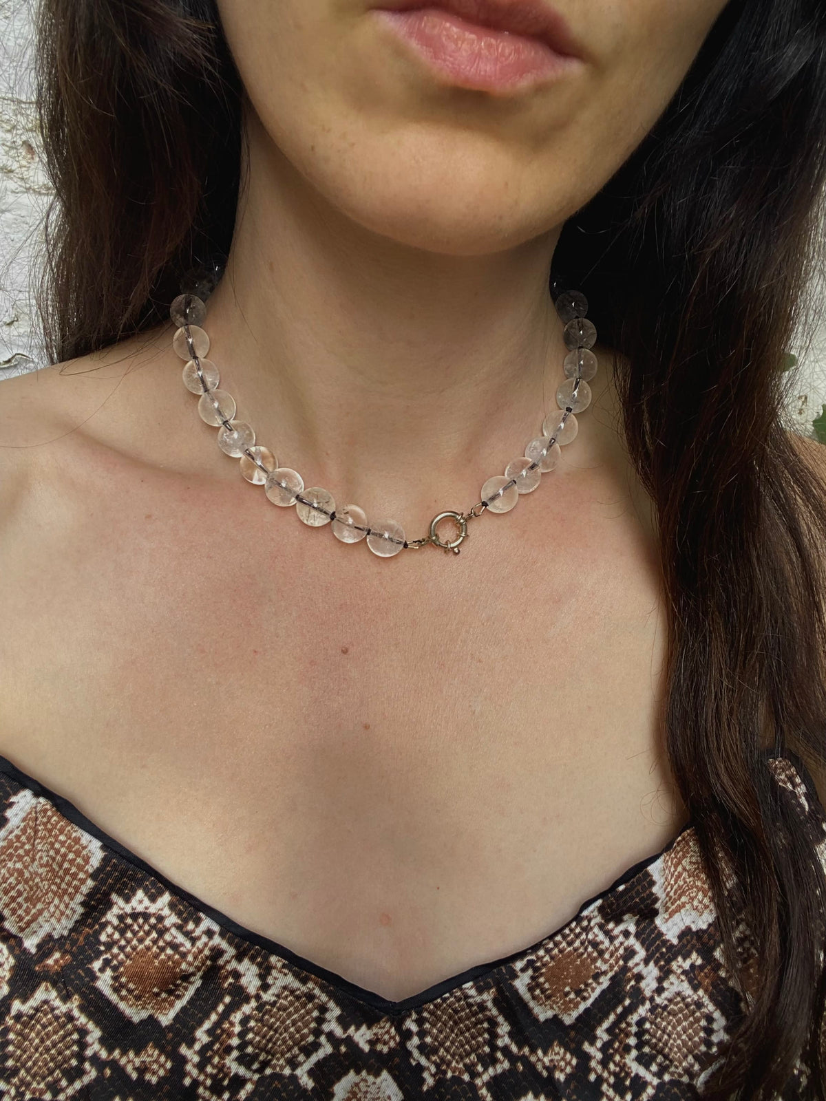 COUPER -ET- COUDRE Necklace Omen #2 - Crackle Quartz + Black Silk Necklace