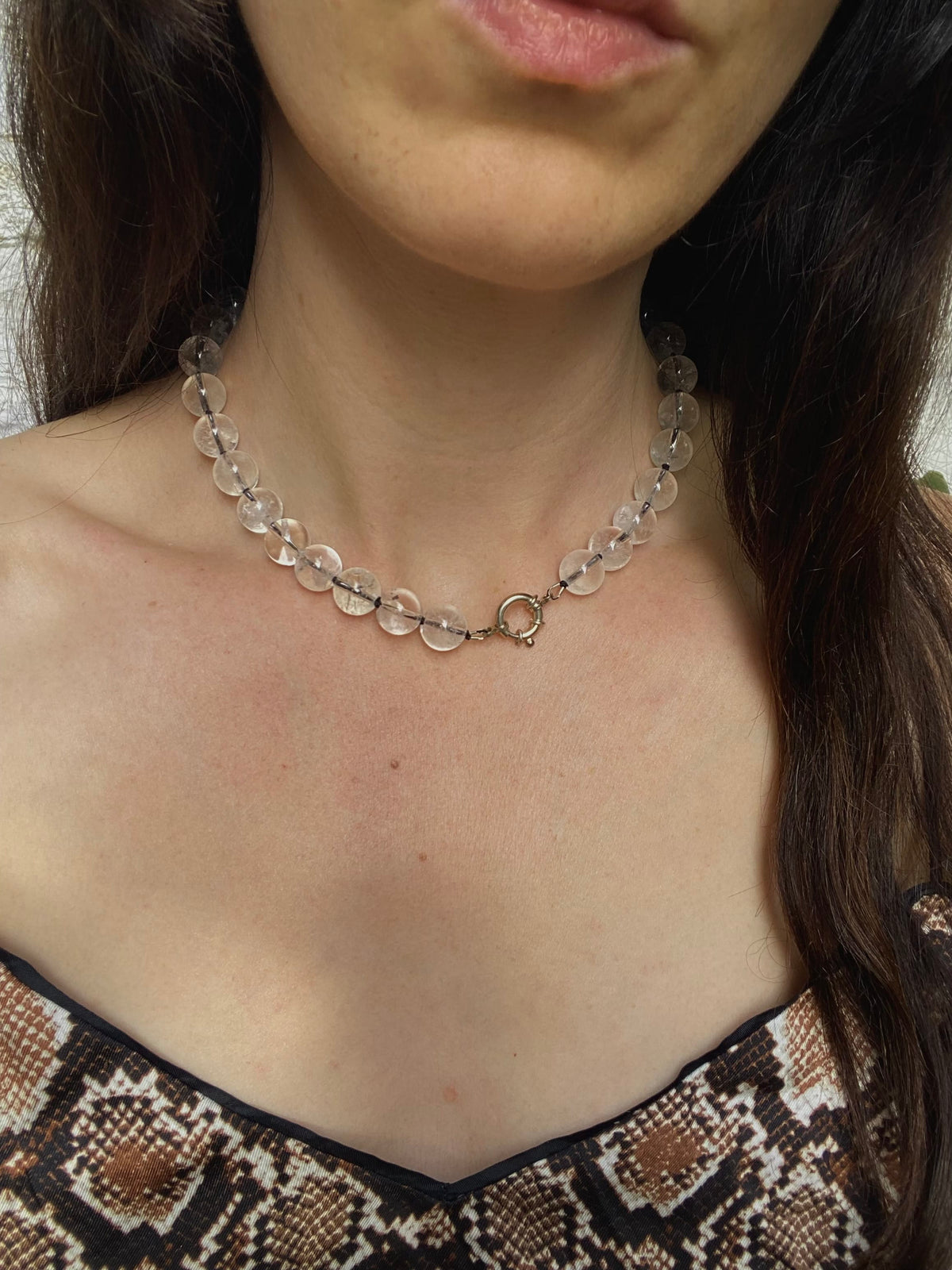 COUPER -ET- COUDRE Necklace Omen #2 - Crackle Quartz + Black Silk Necklace