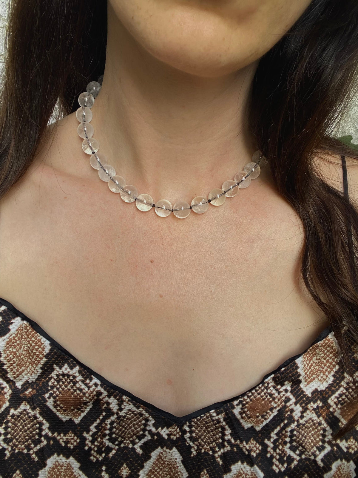 COUPER -ET- COUDRE Necklace Omen #2 - Crackle Quartz + Black Silk Necklace