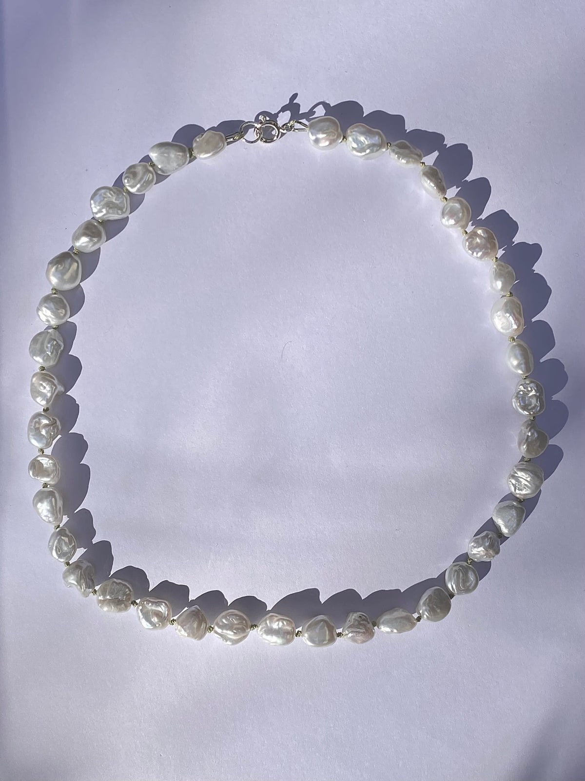 COUPER -ET- COUDRE Necklace Omen #7 - Freshwater Pearl + Green Silk Thread Necklace