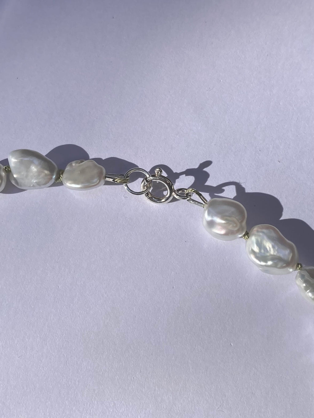 COUPER -ET- COUDRE Necklace Omen #7 - Freshwater Pearl + Green Silk Thread Necklace