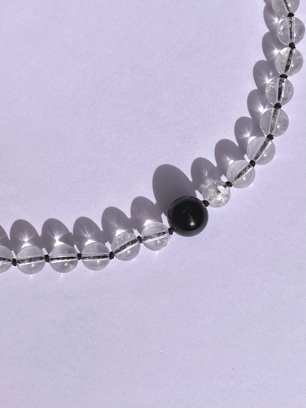 COUPER -ET- COUDRE Necklace Ovala - Crackle Quartz + Black Silk Necklace