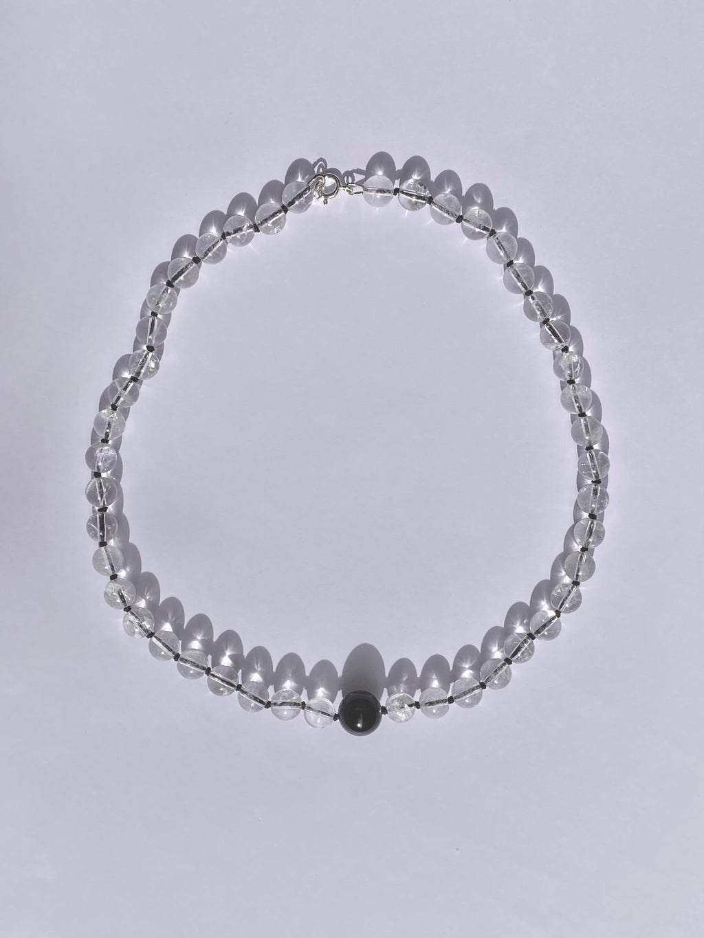 COUPER -ET- COUDRE Necklace Ovala - Crackle Quartz + Black Silk Necklace