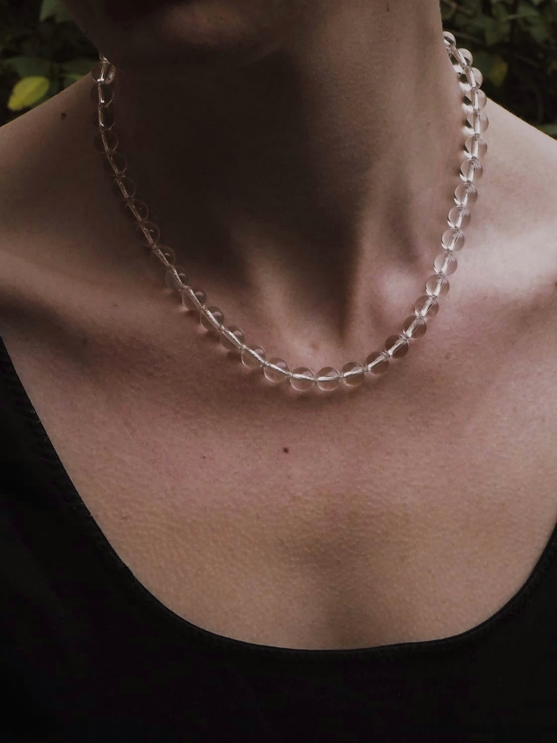 COUPER -ET- COUDRE Necklace Penumbra - Clear Quartz + White Silk Necklace