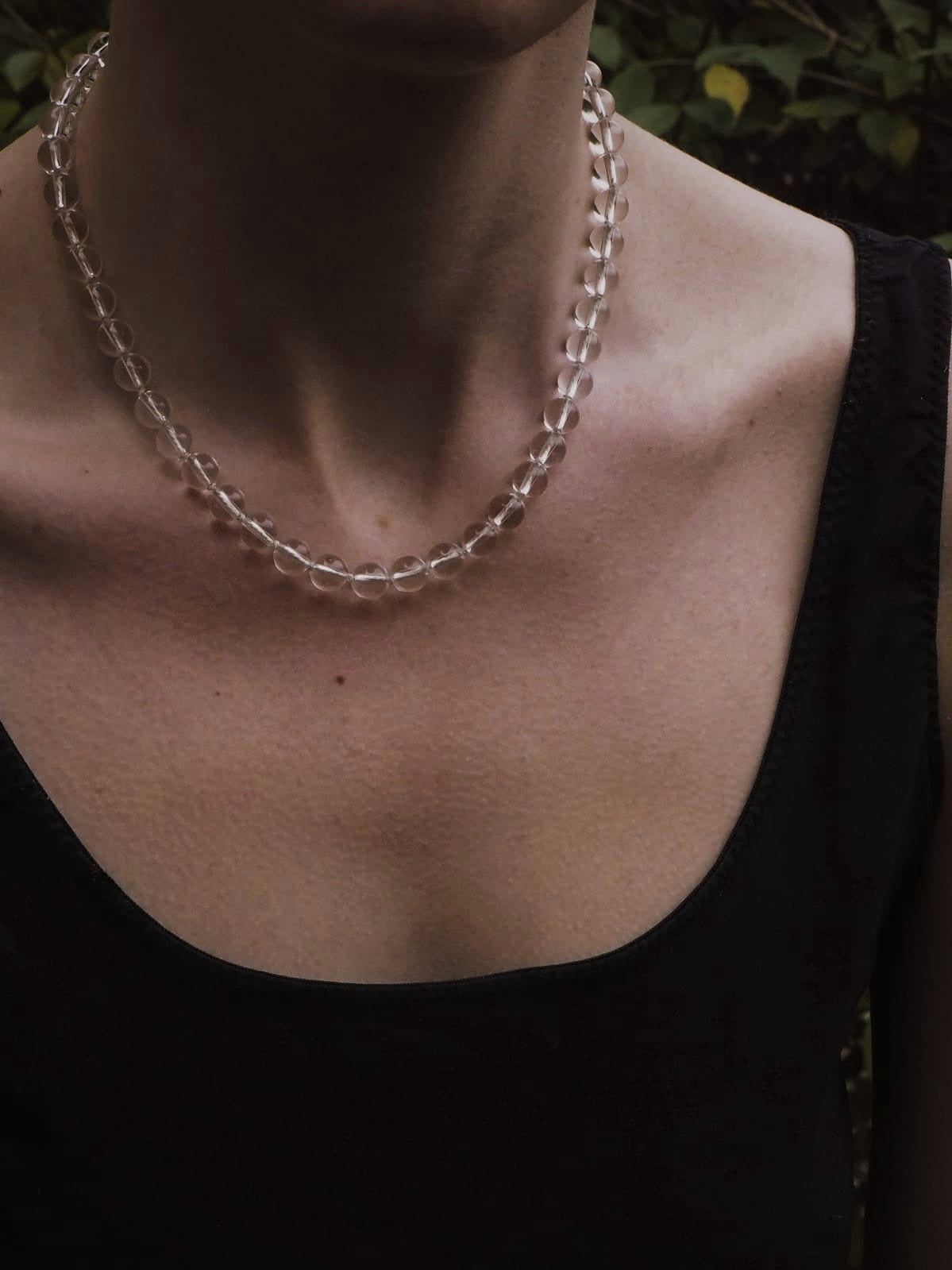 COUPER -ET- COUDRE Necklace Penumbra - Clear Quartz + White Silk Necklace