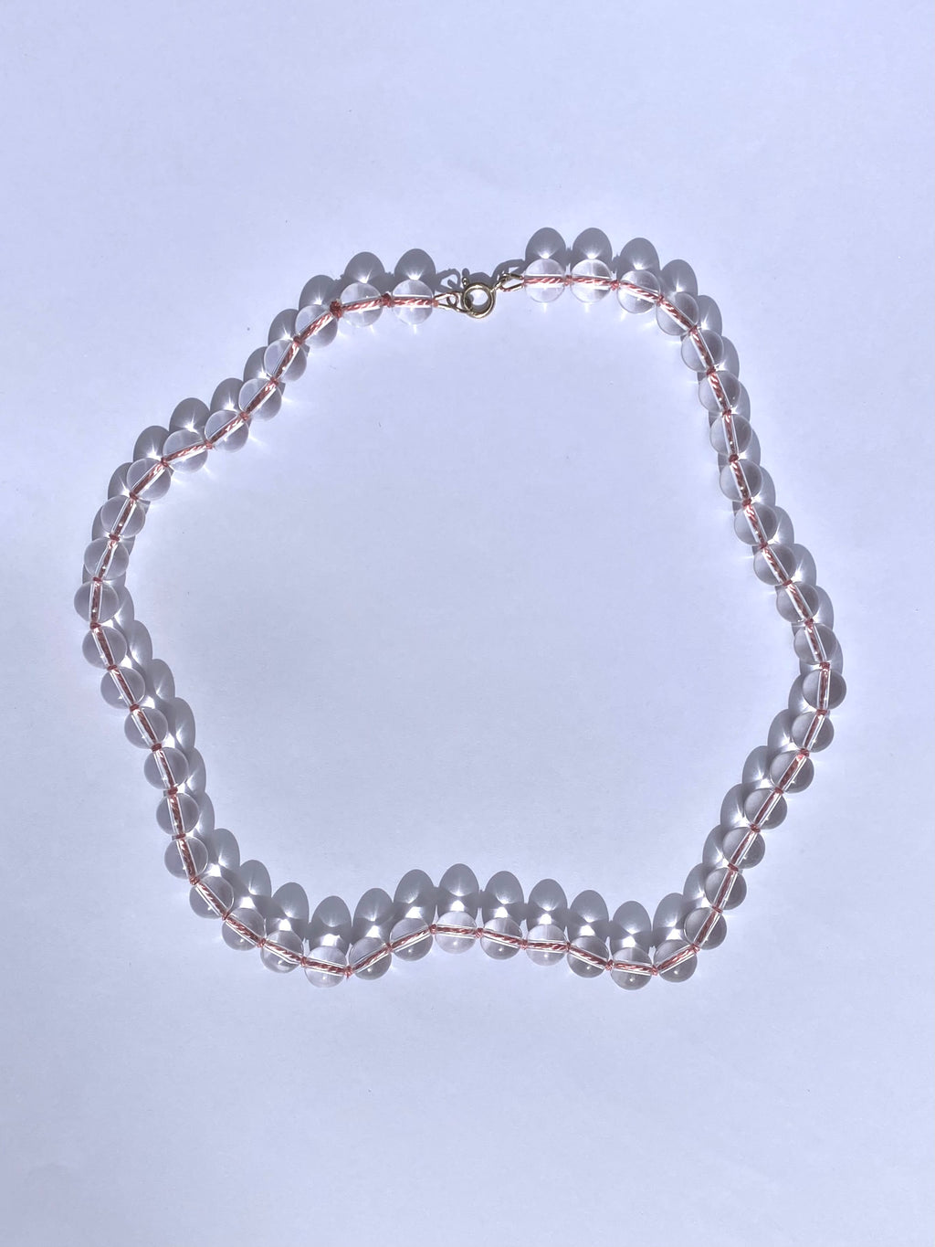 COUPER -ET- COUDRE Necklace Sofia - Clear Quartz + Pink Silk Necklace