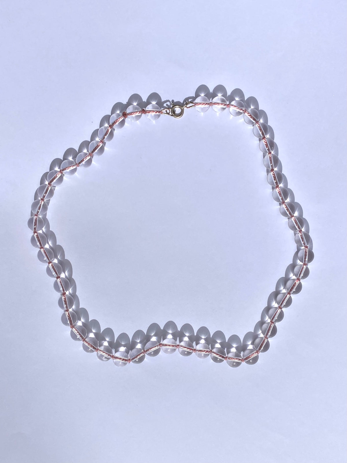 COUPER -ET- COUDRE Necklace Sofia - Clear Quartz + Pink Silk Necklace