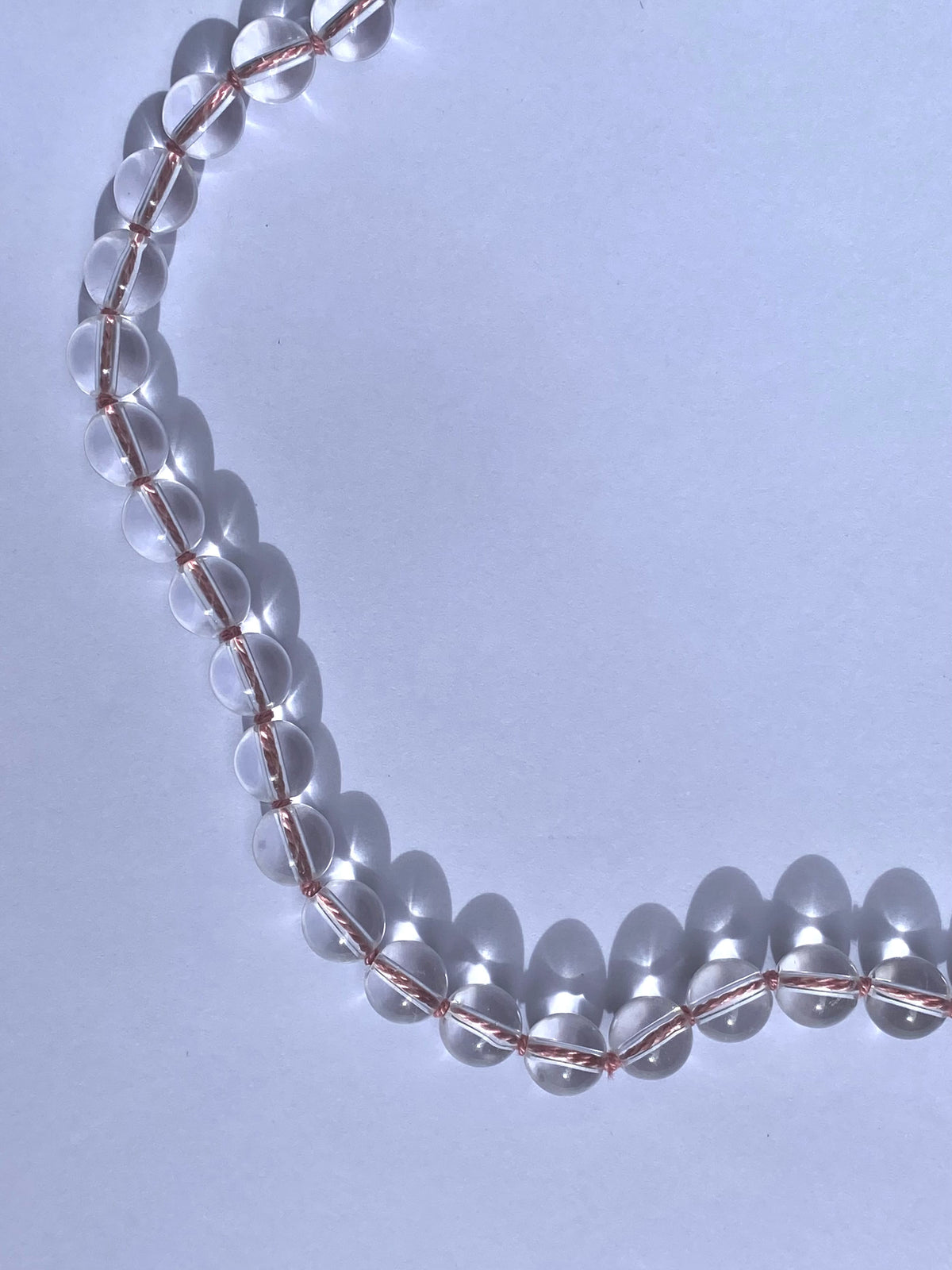 COUPER -ET- COUDRE Necklace Sofia - Clear Quartz + Pink Silk Necklace