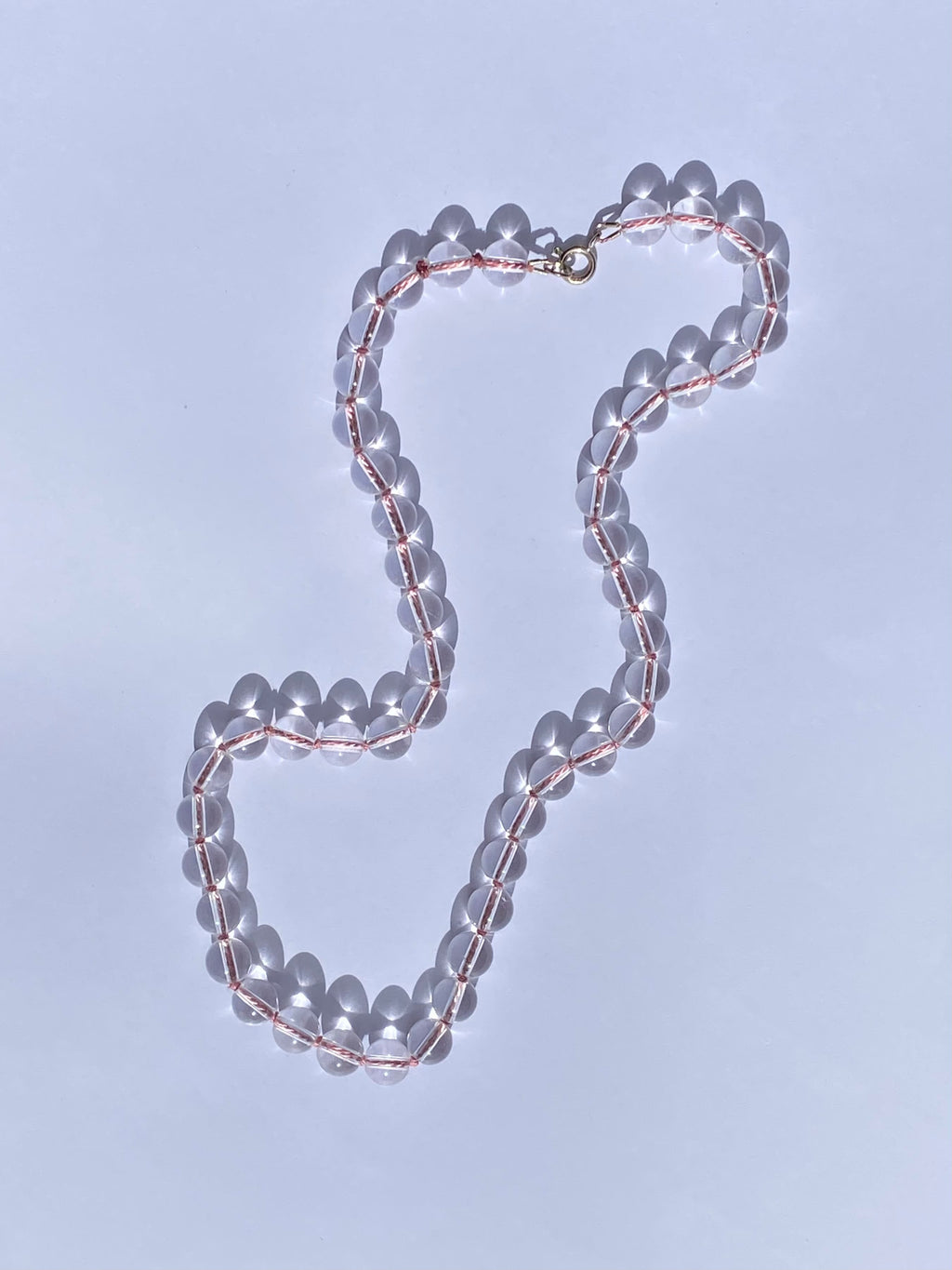 COUPER -ET- COUDRE Necklace Sofia - Clear Quartz + Pink Silk Necklace