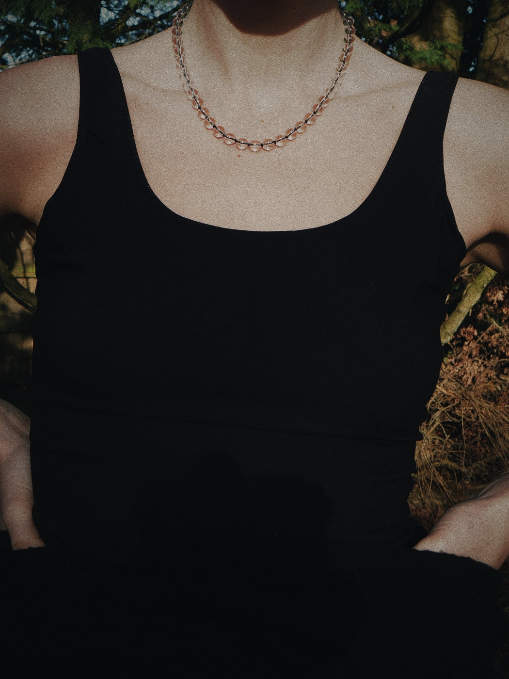 COUPER -ET- COUDRE Necklace Umbra - Clear Quartz + Black Silk Necklace