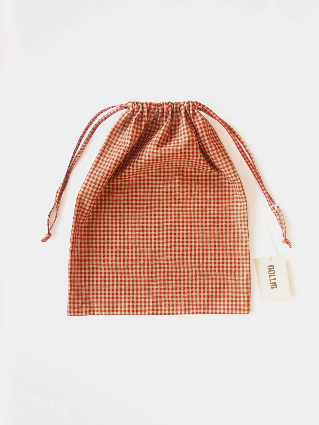 Dollis Goods HANDBAG Large Red & Citrus Check Drawstring Bag