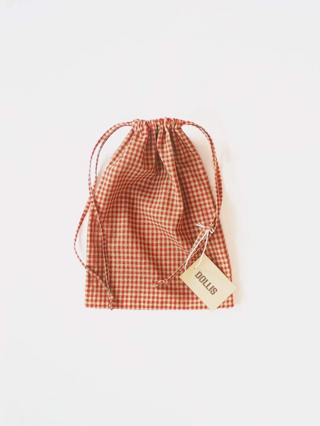 Dollis Goods HANDBAG Medium Red & Citrus Check Drawstring Bag