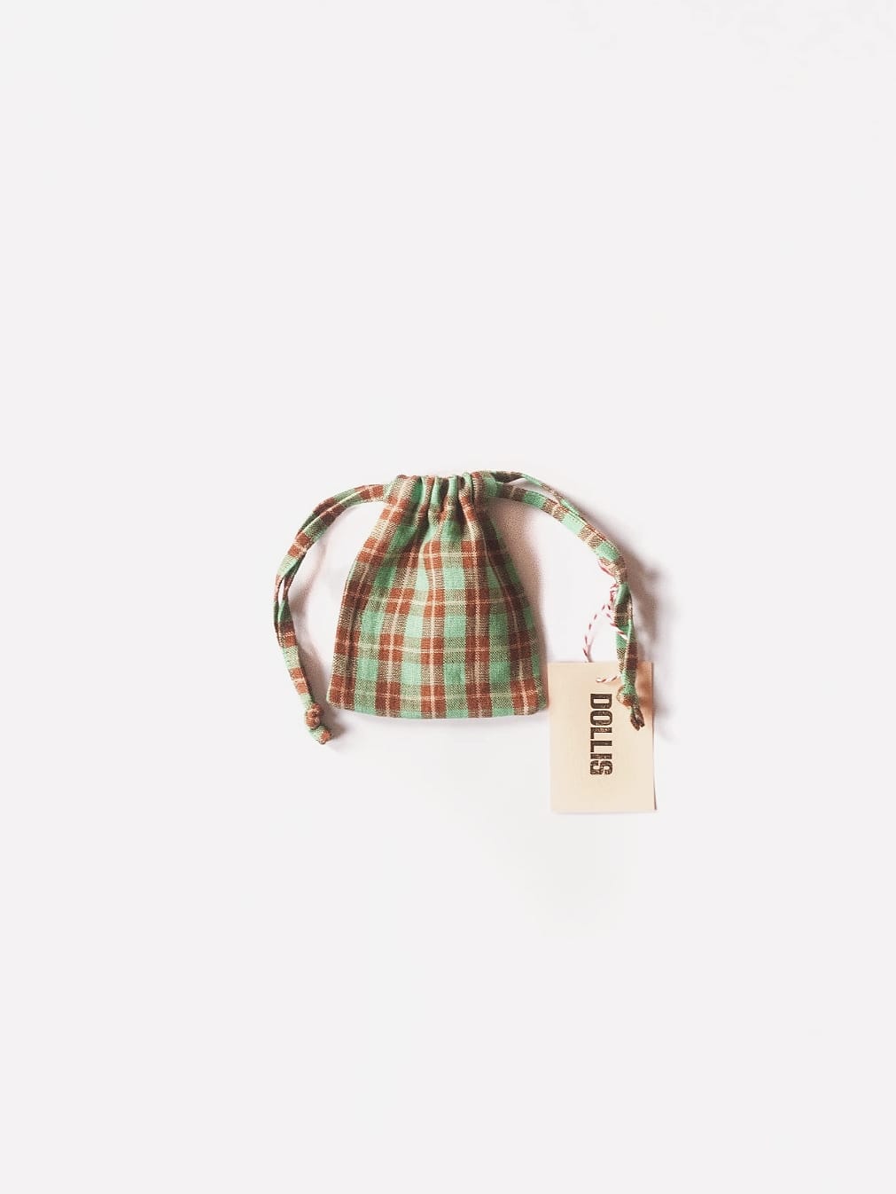Dollis Goods HANDBAG Small Green Check Drawstring Bag