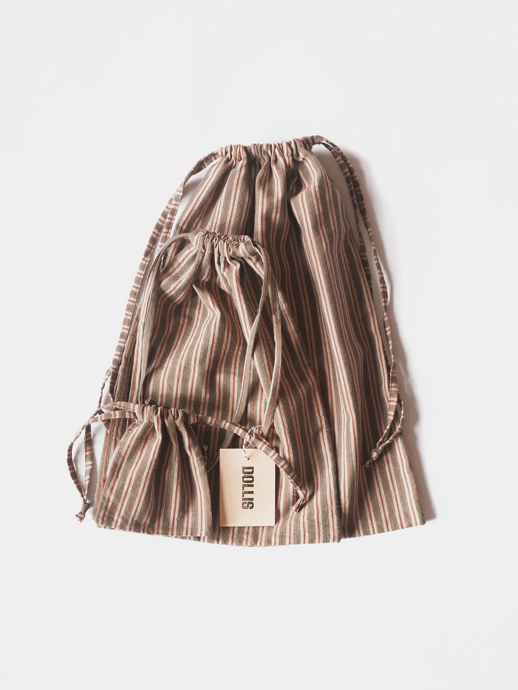 Dollis Goods HANDBAG Small, medium + large (save 20%) Striped Drawstring Bag