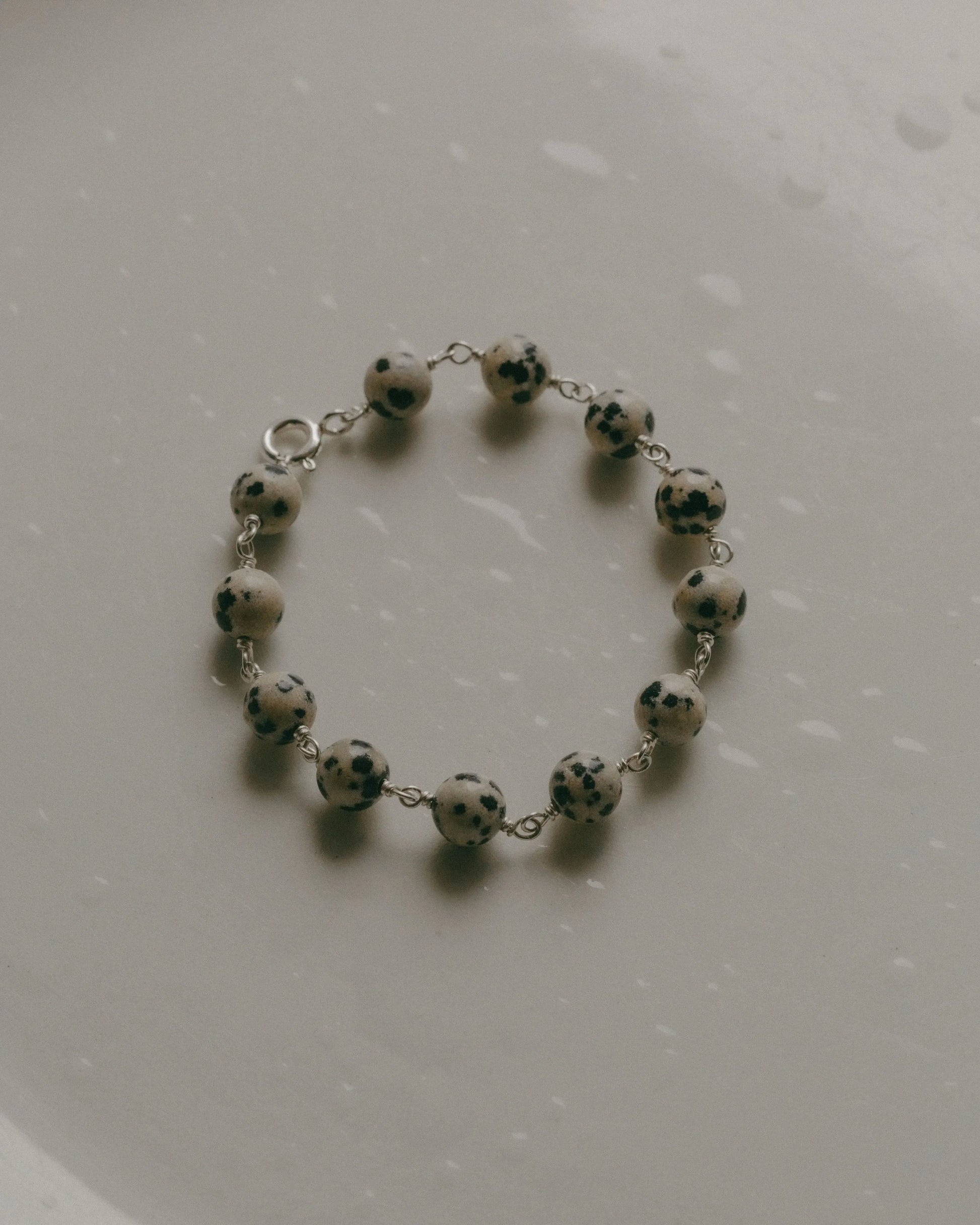 Emily Georgina Jones Jewellery Dalmatian Jasper Sterling Silver Beaded Bracelet