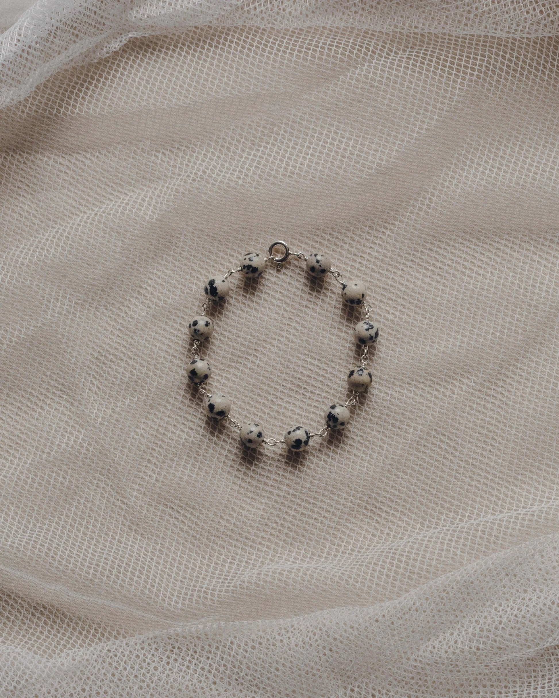 Emily Georgina Jones Jewellery Dalmatian Jasper Sterling Silver Beaded Bracelet